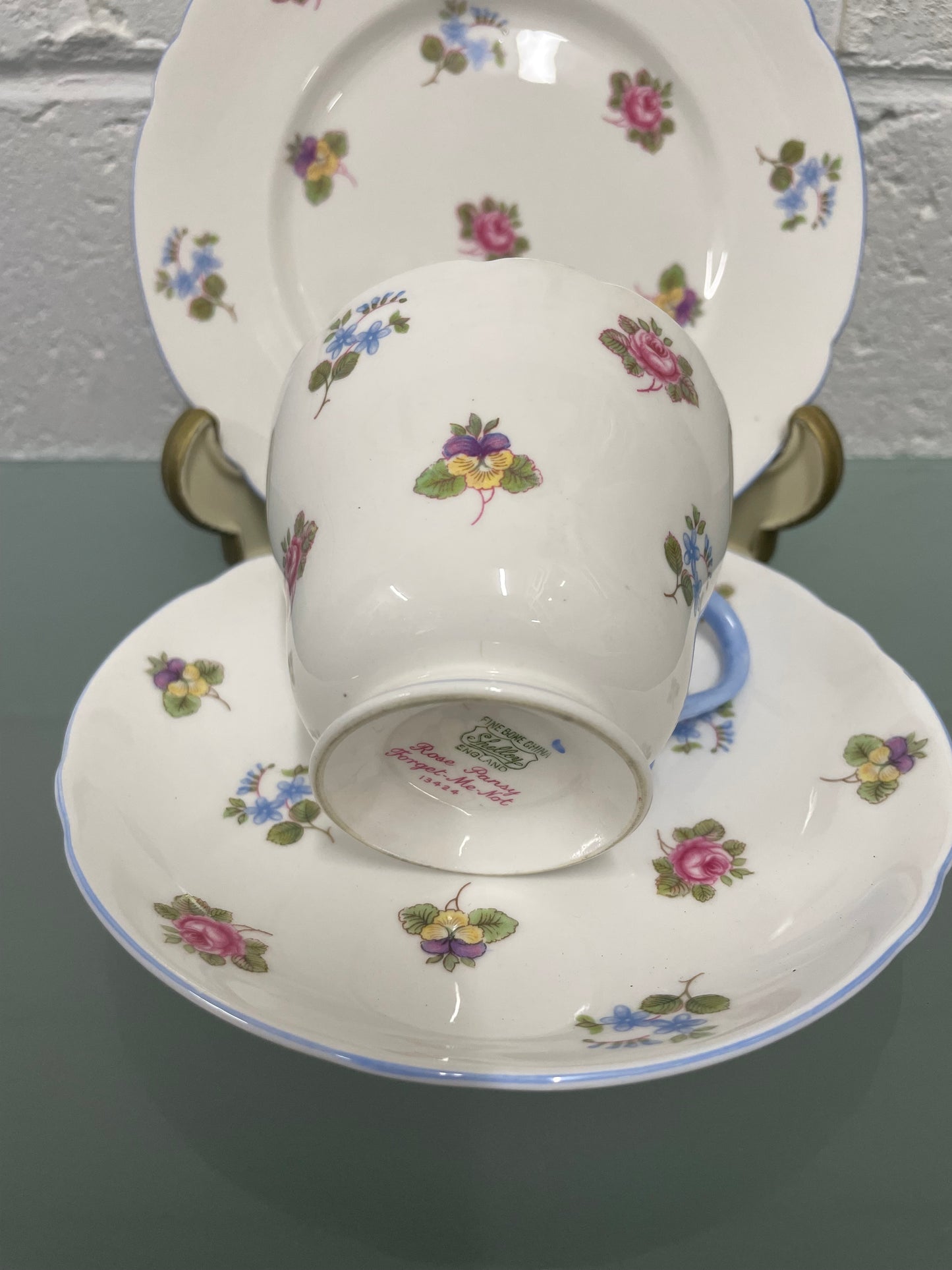 Shelley China Trio Made in England "Rose Pansy Forget-Me-Not" 13424