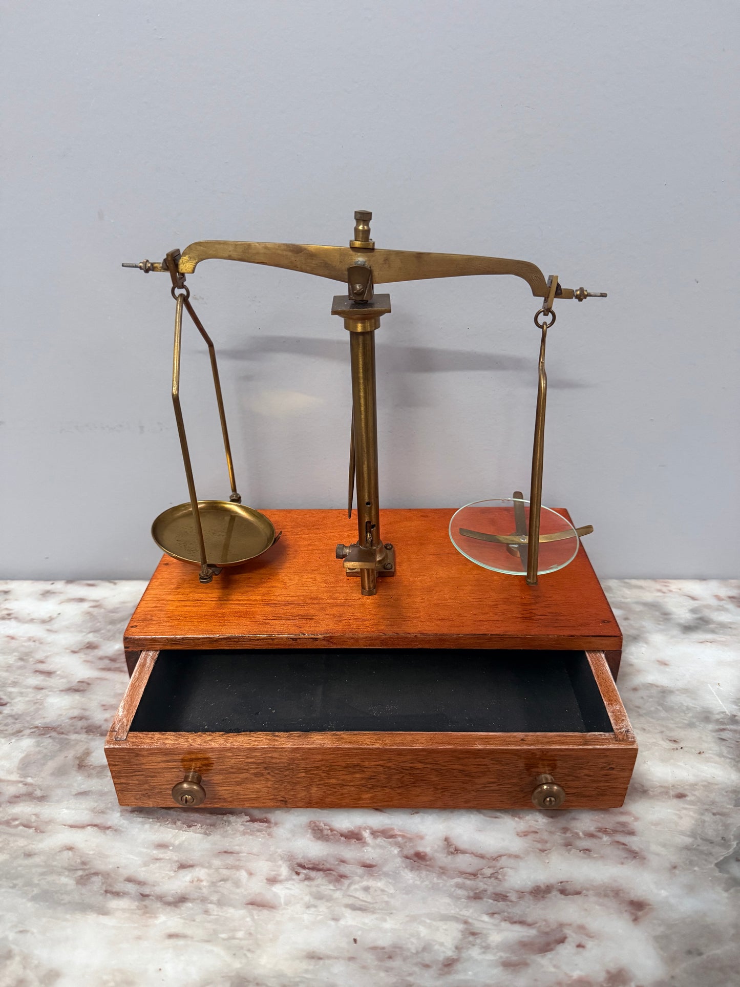 Vintage Brass Balance Scale Set With Weights