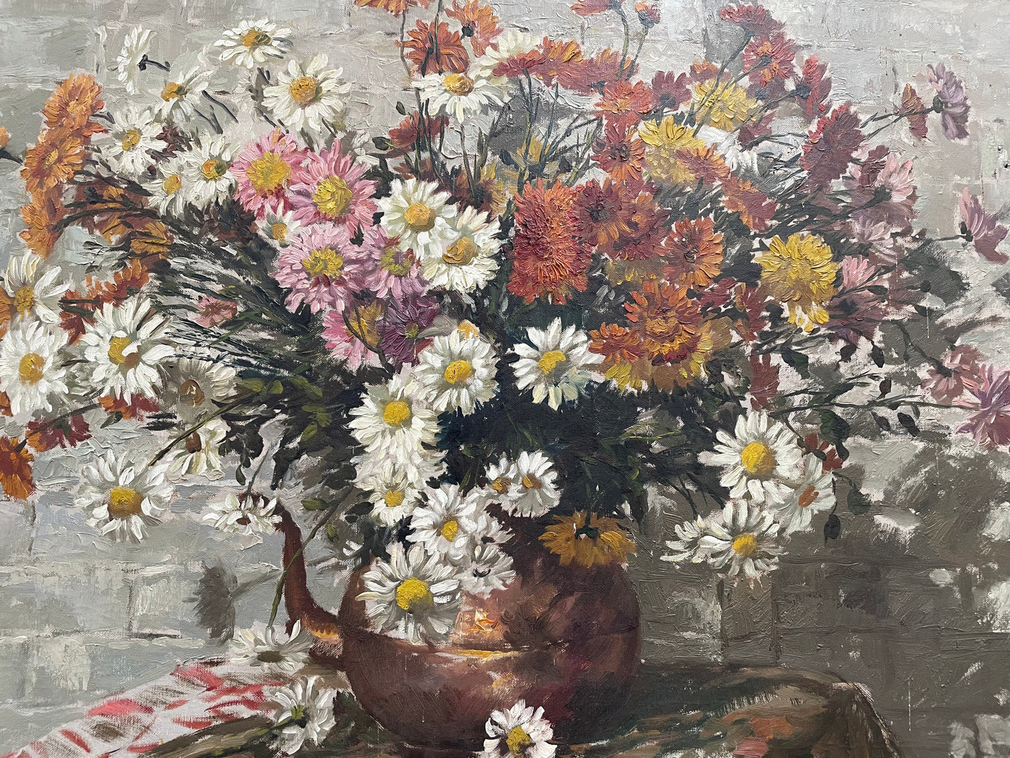 Fabulous Large French Oil on Canvas Floral Still Life Painting