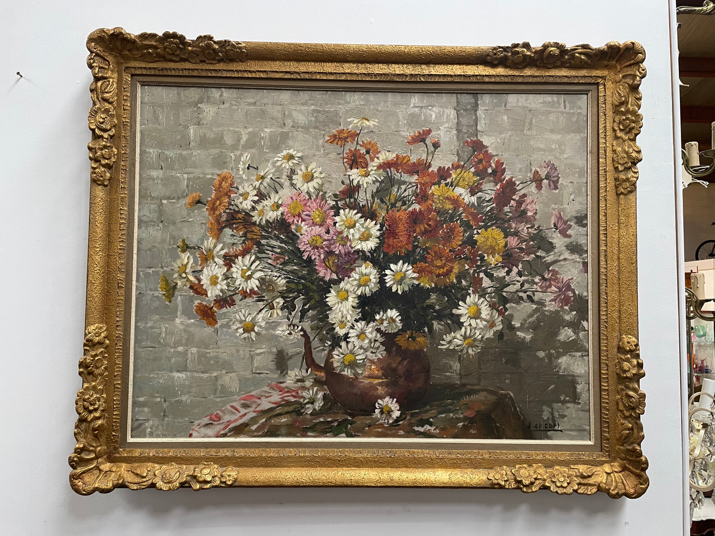 Fabulous Large French Oil on Canvas Floral Still Life Painting