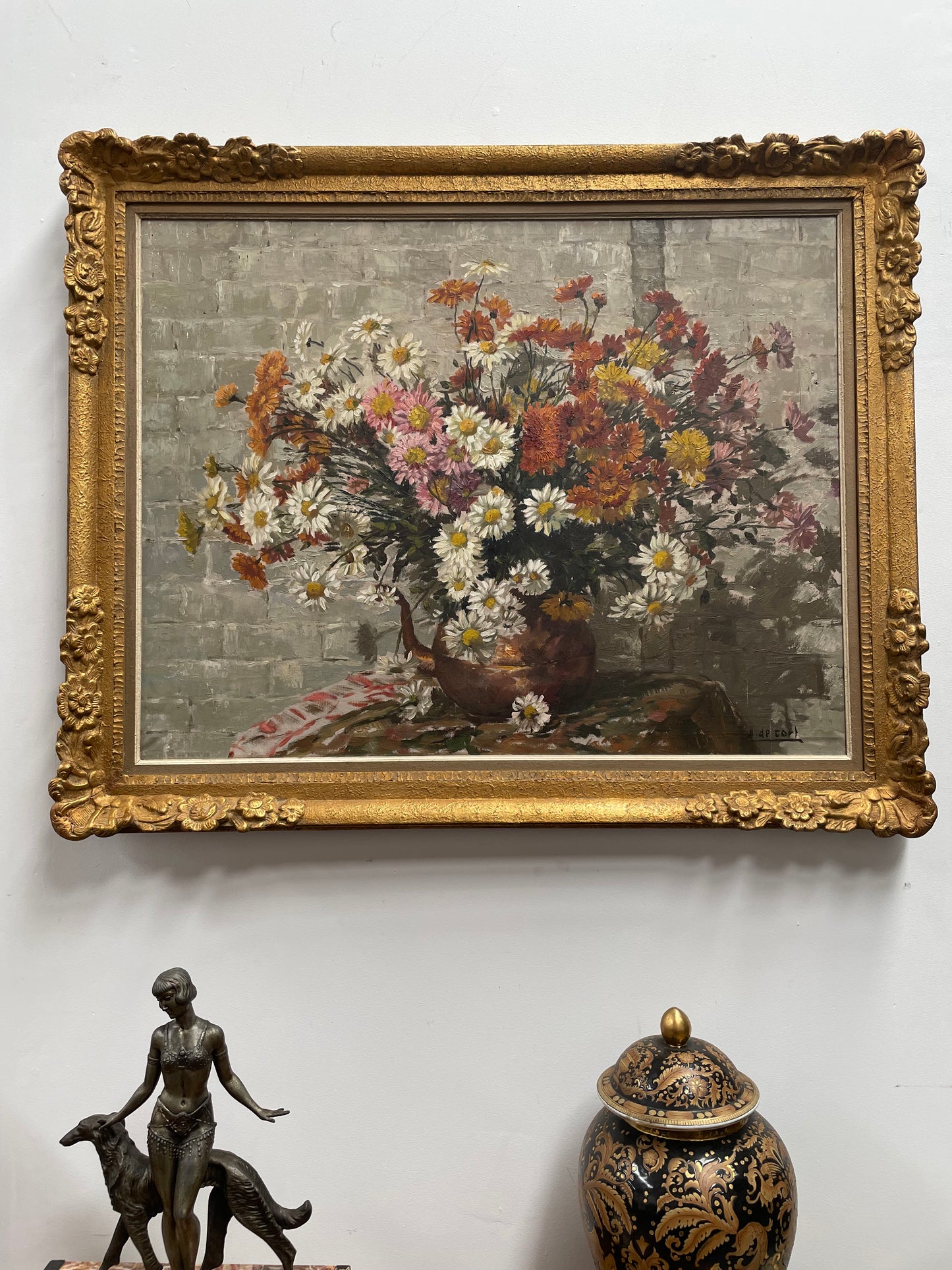 Fabulous Large French Oil on Canvas Floral Still Life Painting
