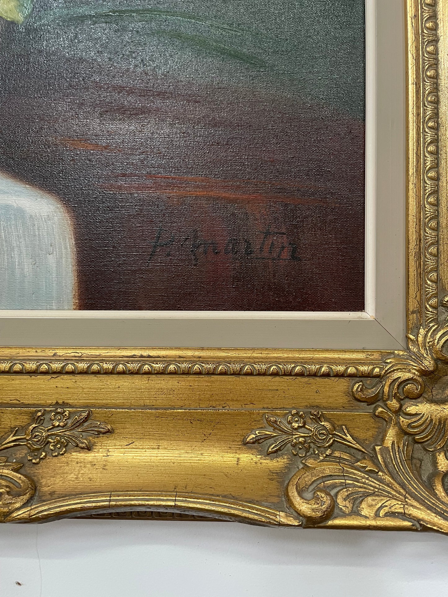 Sourced from France Signed Oil on Canvas Painting of Roses