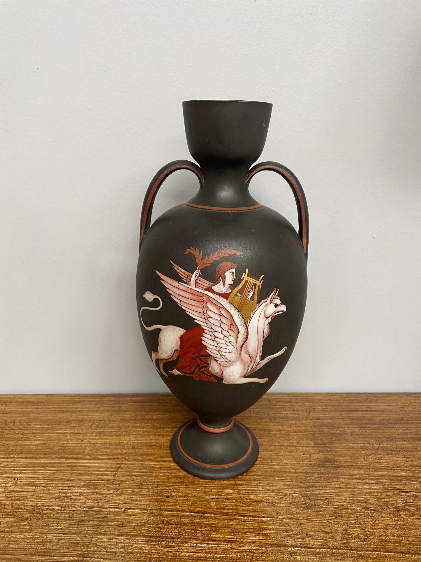 Antique French Terracotta & Enamel Vase