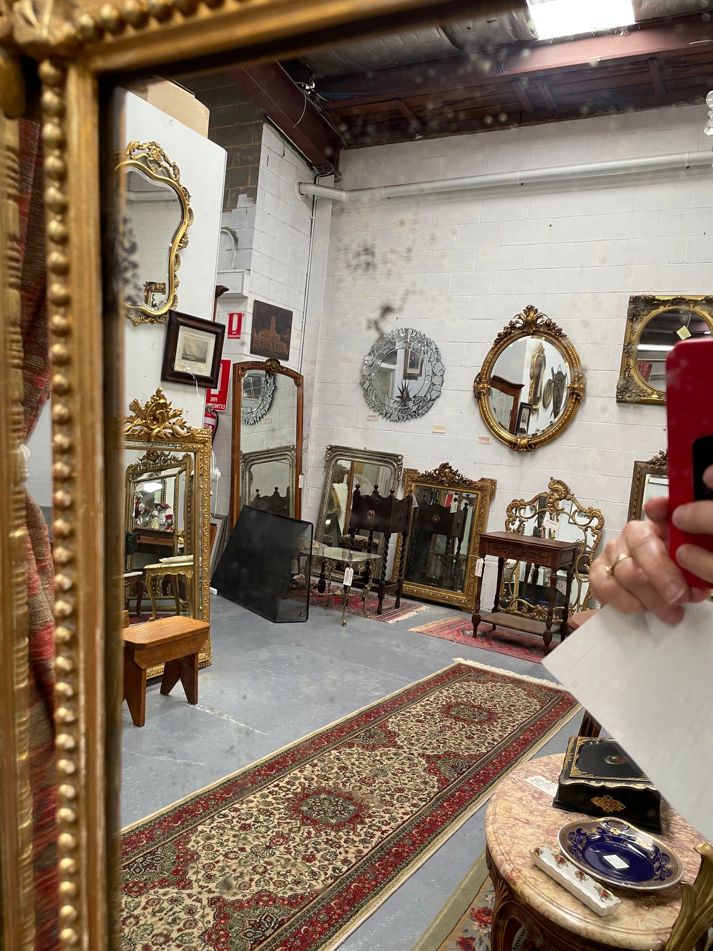 Large French 19th Century Cushion Mirror