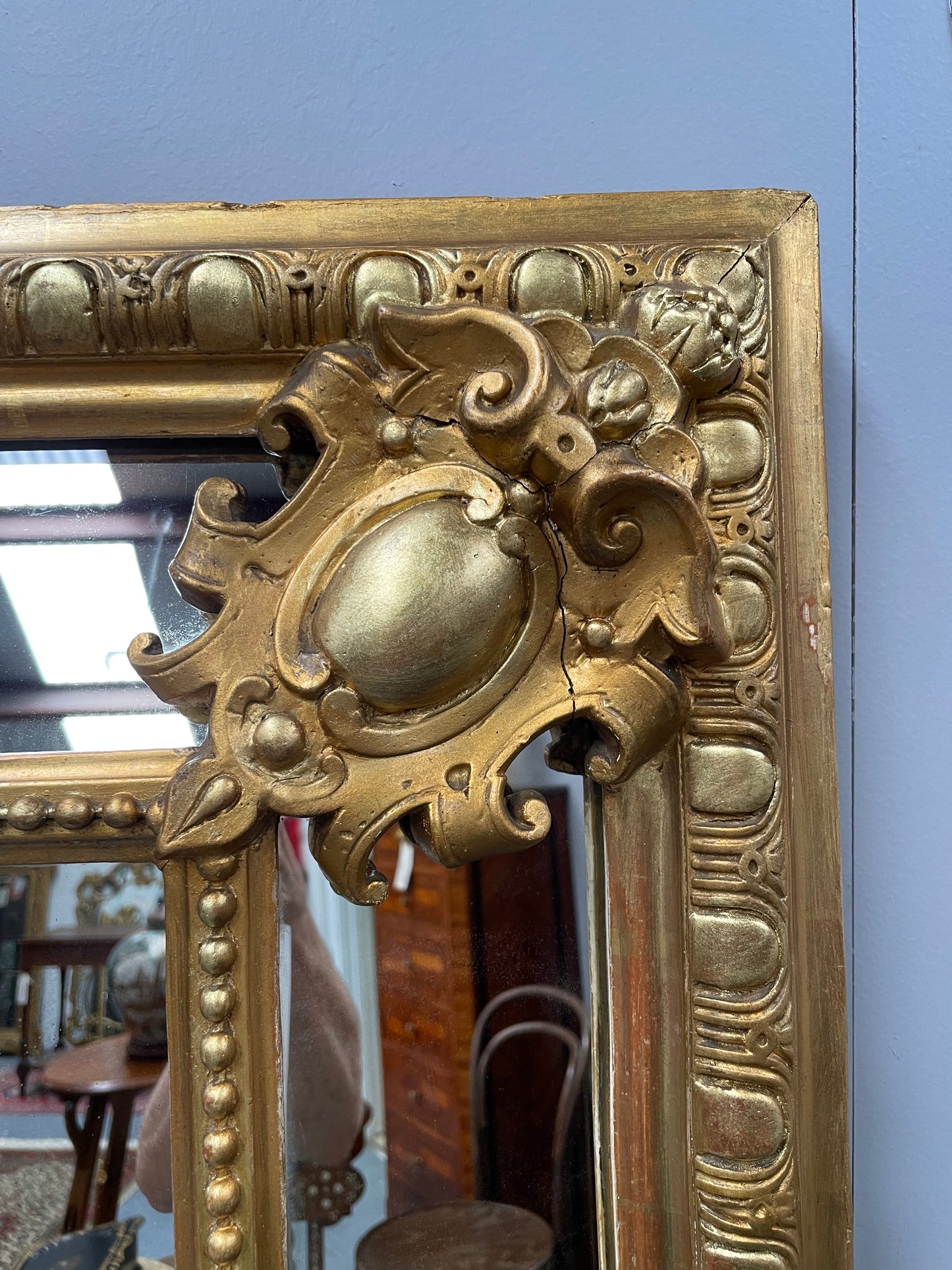 Large French 19th Century Cushion Mirror