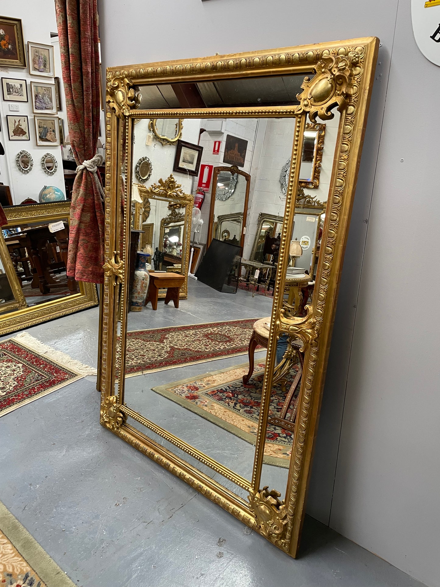 Large French 19th Century Cushion Mirror