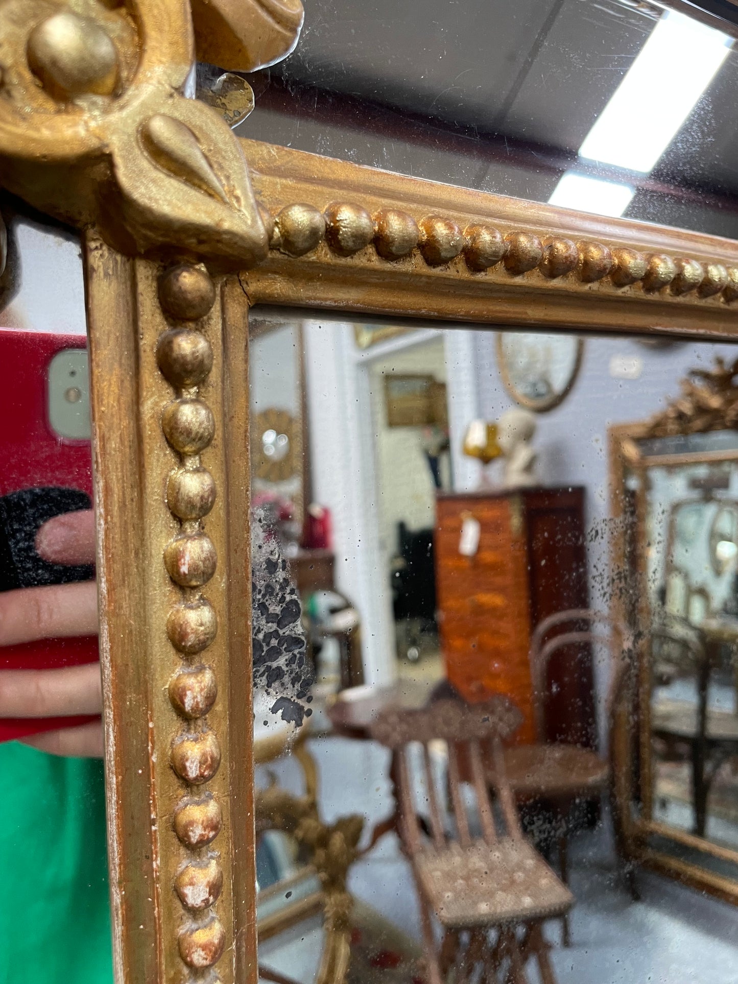 Large French 19th Century Cushion Mirror