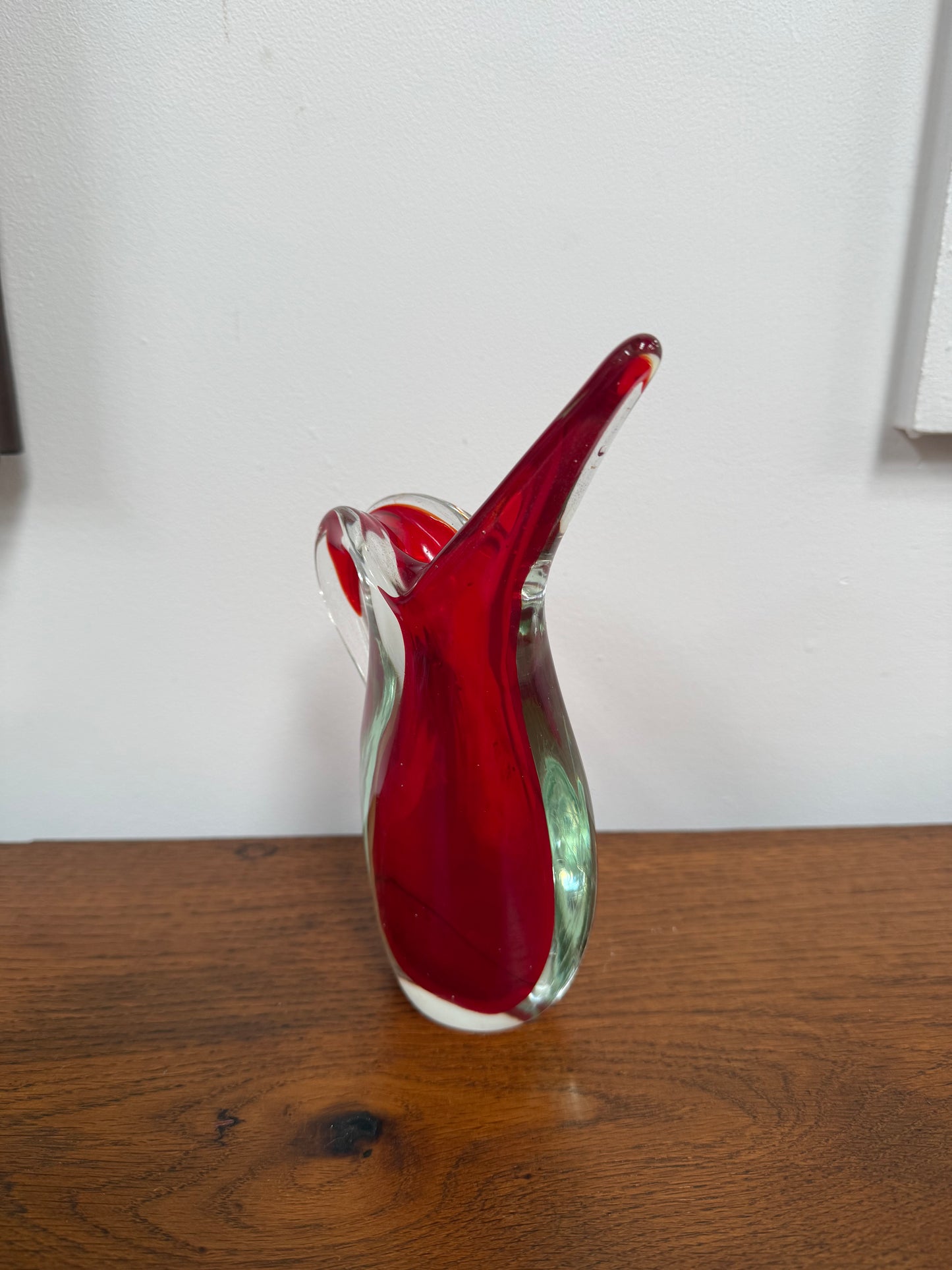 Vintage Murano Sommerso Style Red Glass Vase