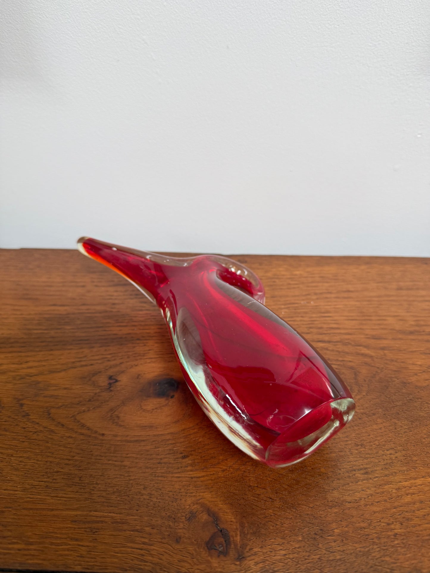 Vintage Murano Sommerso Style Red Glass Vase