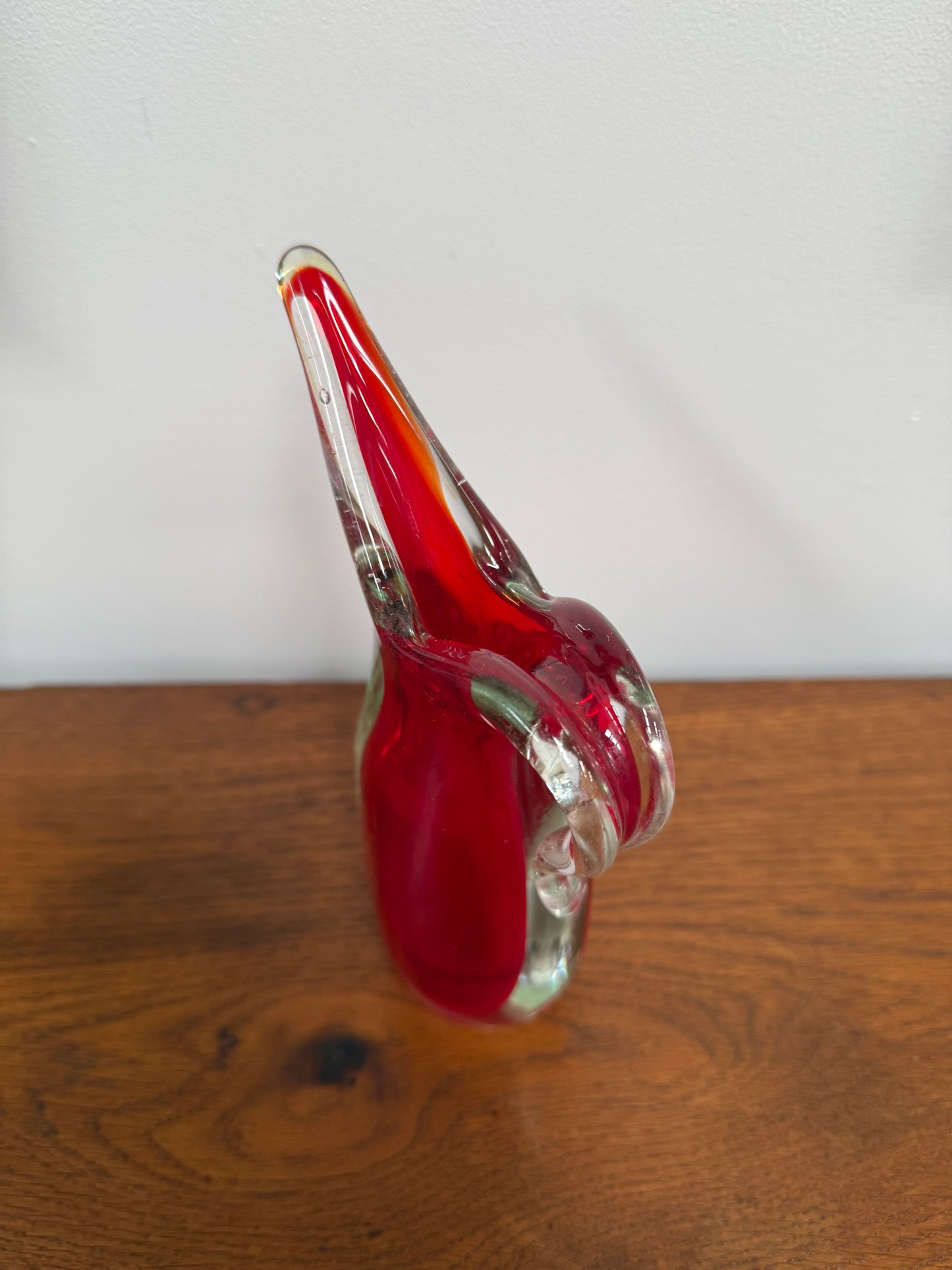 Vintage Murano Sommerso Style Red Glass Vase