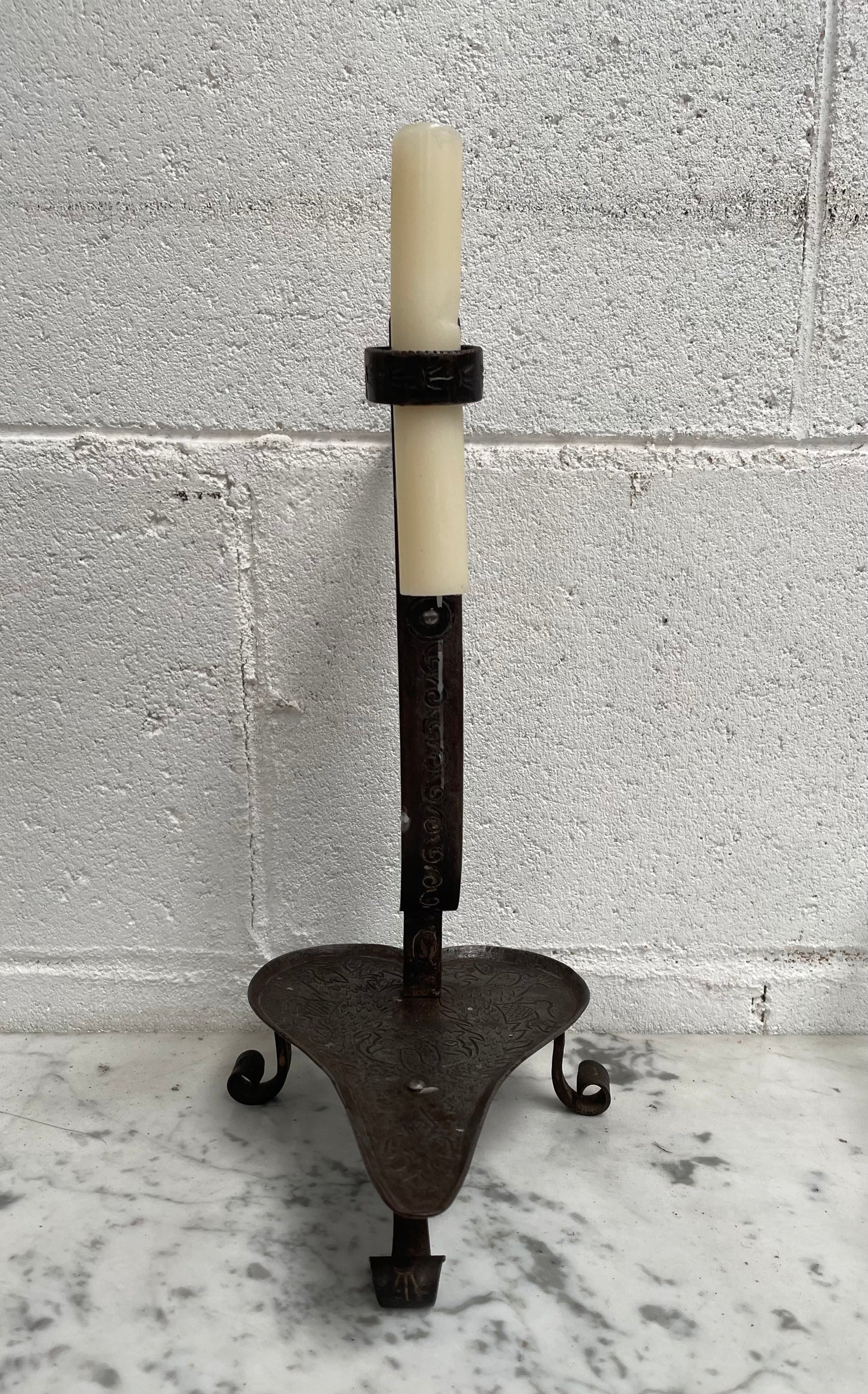 19th Century Wrought Iron Candle Holder by Valerian Gillar Wien