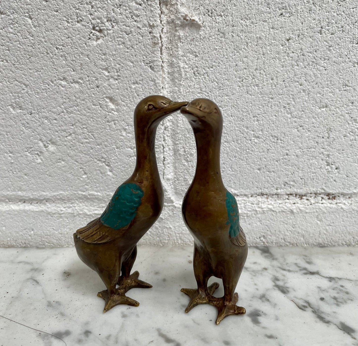 Pair Of Vintage Bronze Ducks
