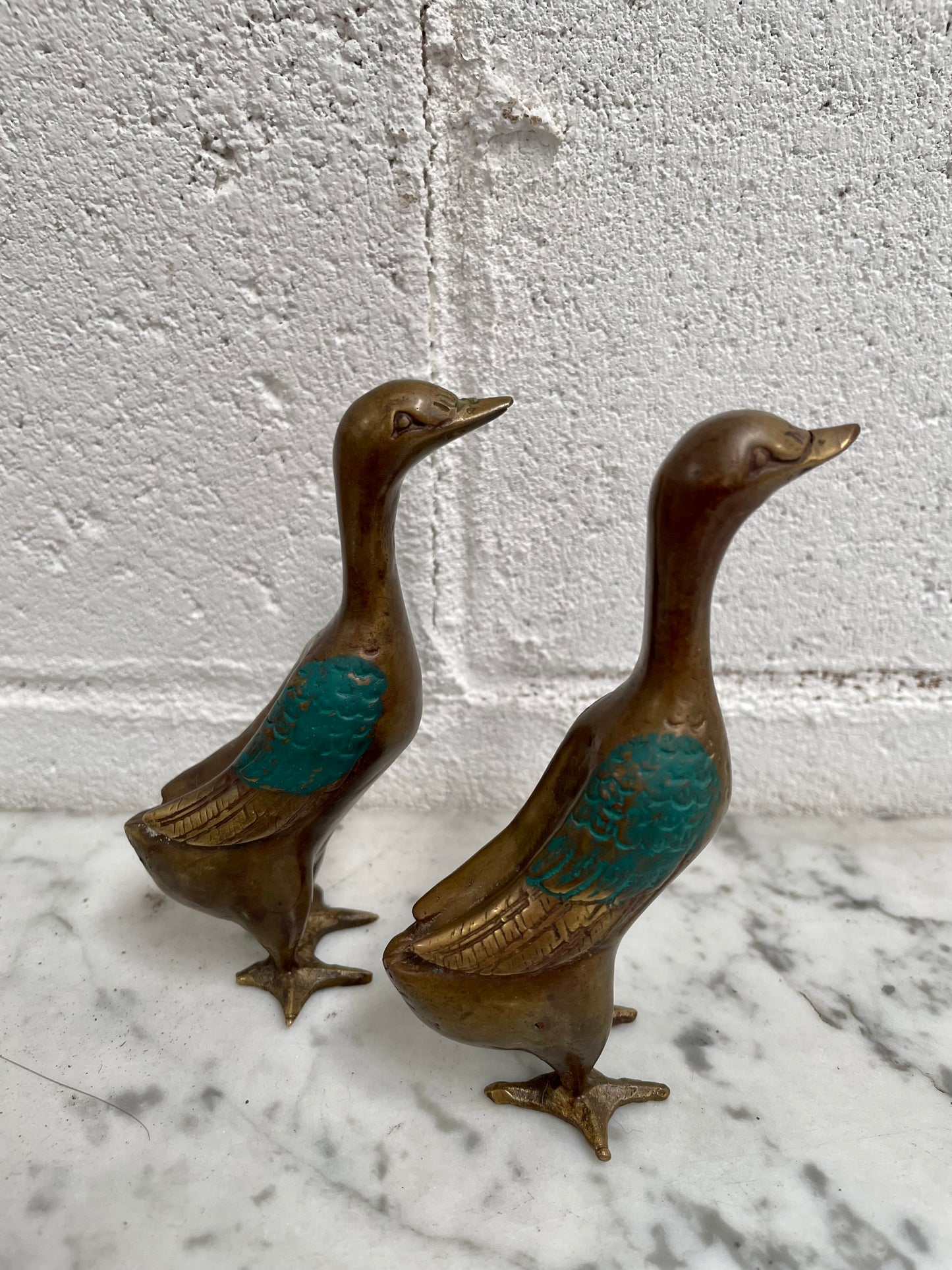 Pair Of Vintage Bronze Ducks