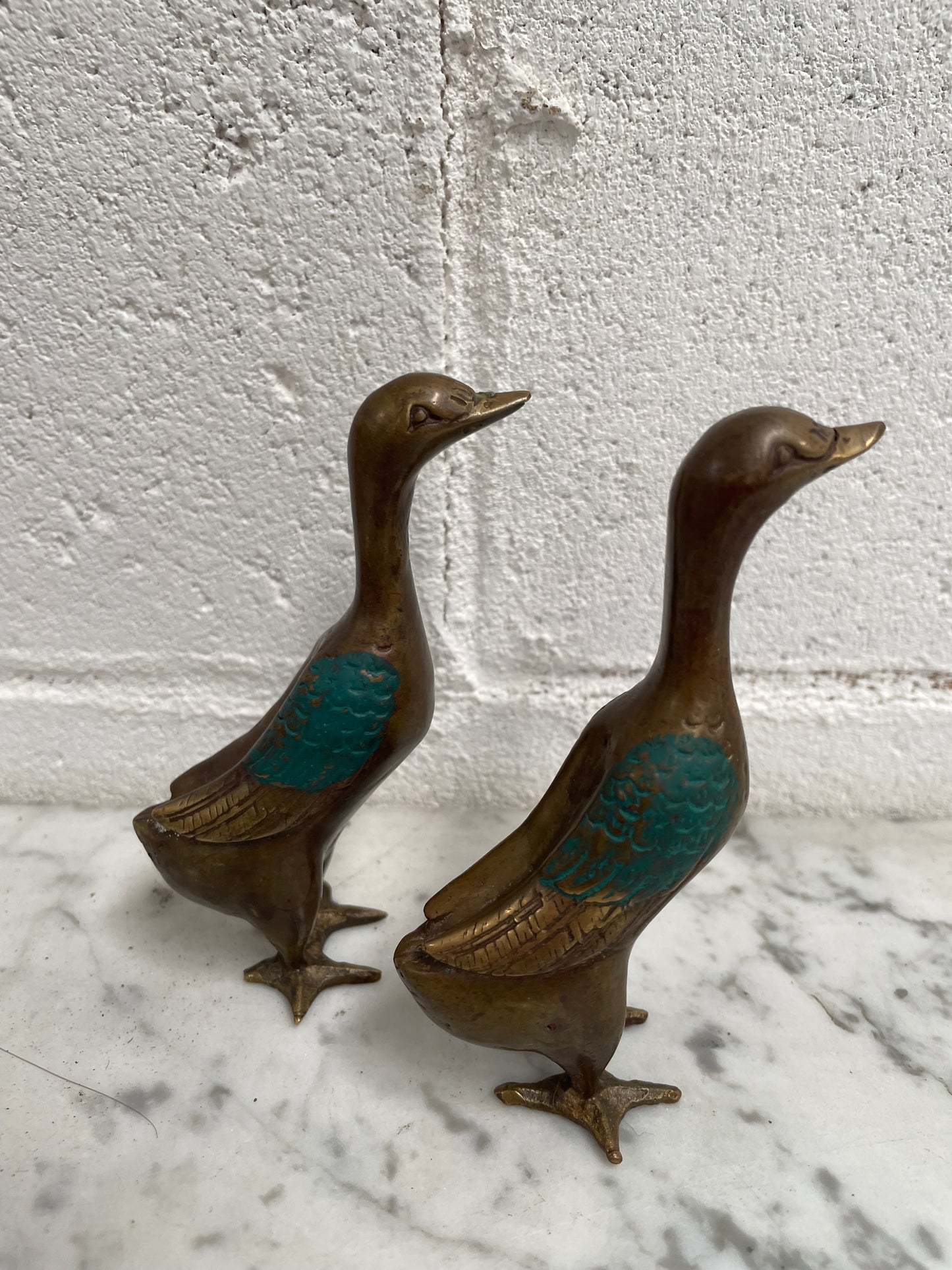 Pair Of Vintage Bronze Ducks