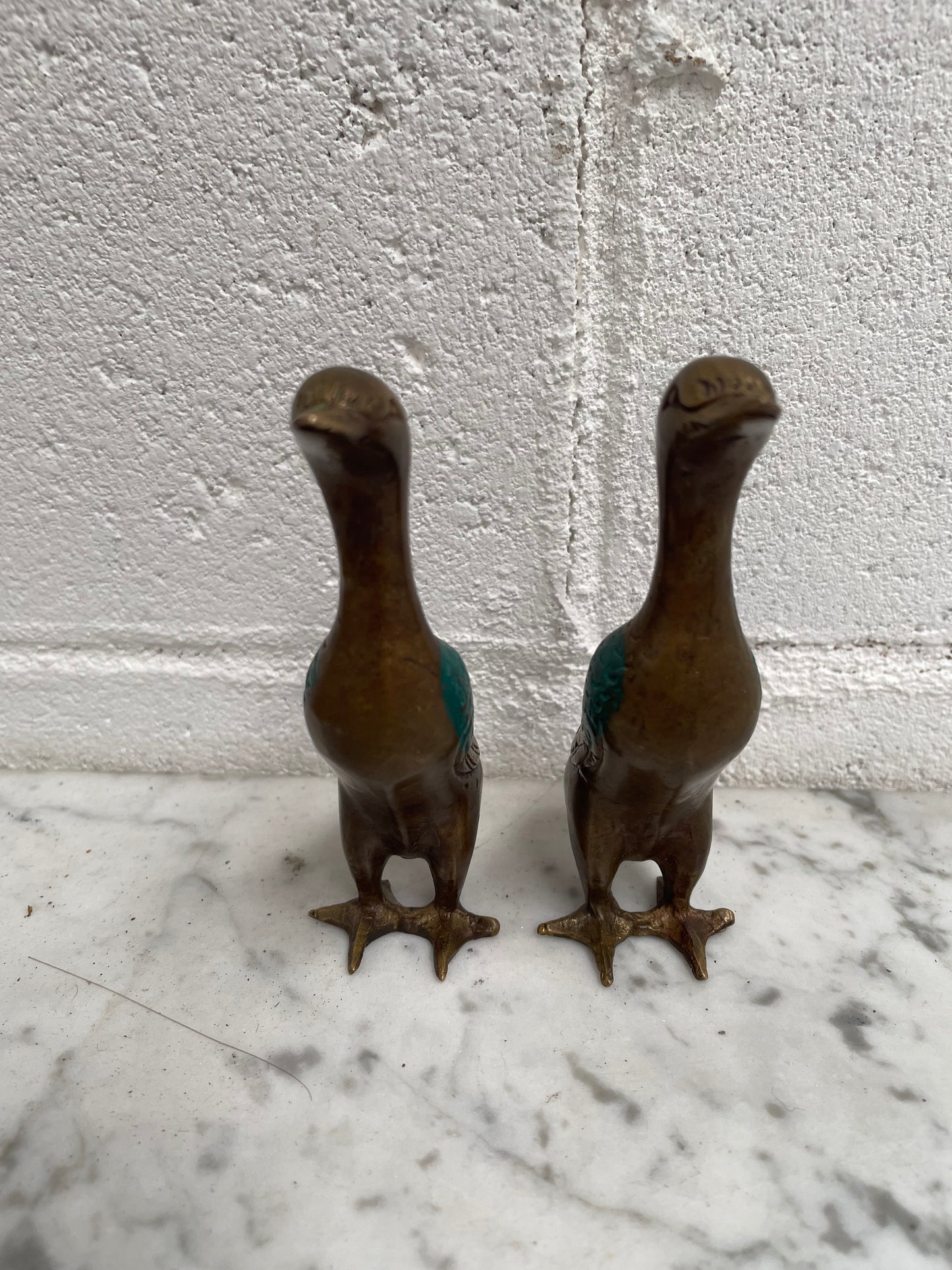 Pair Of Vintage Bronze Ducks