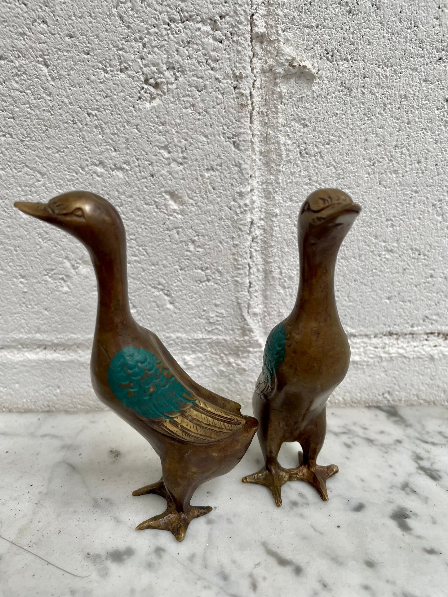 Pair Of Vintage Bronze Ducks