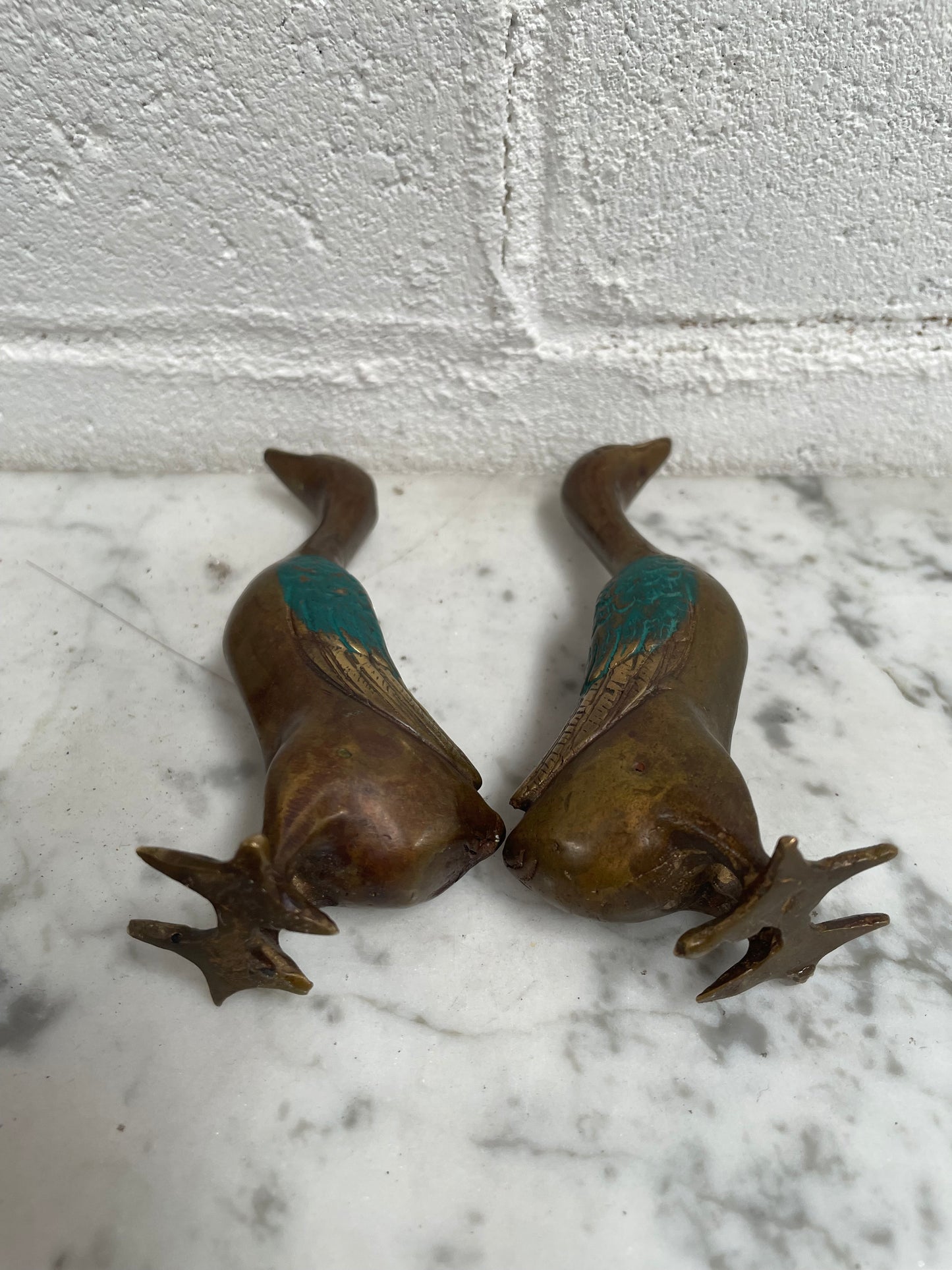 Pair Of Vintage Bronze Ducks