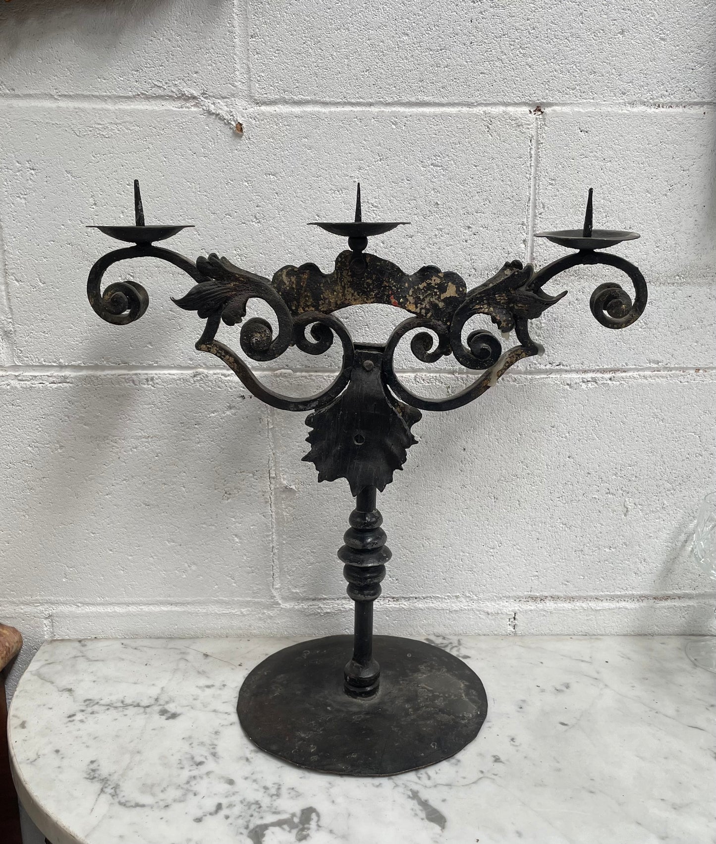Rustic Wrought Iron Candle Holder