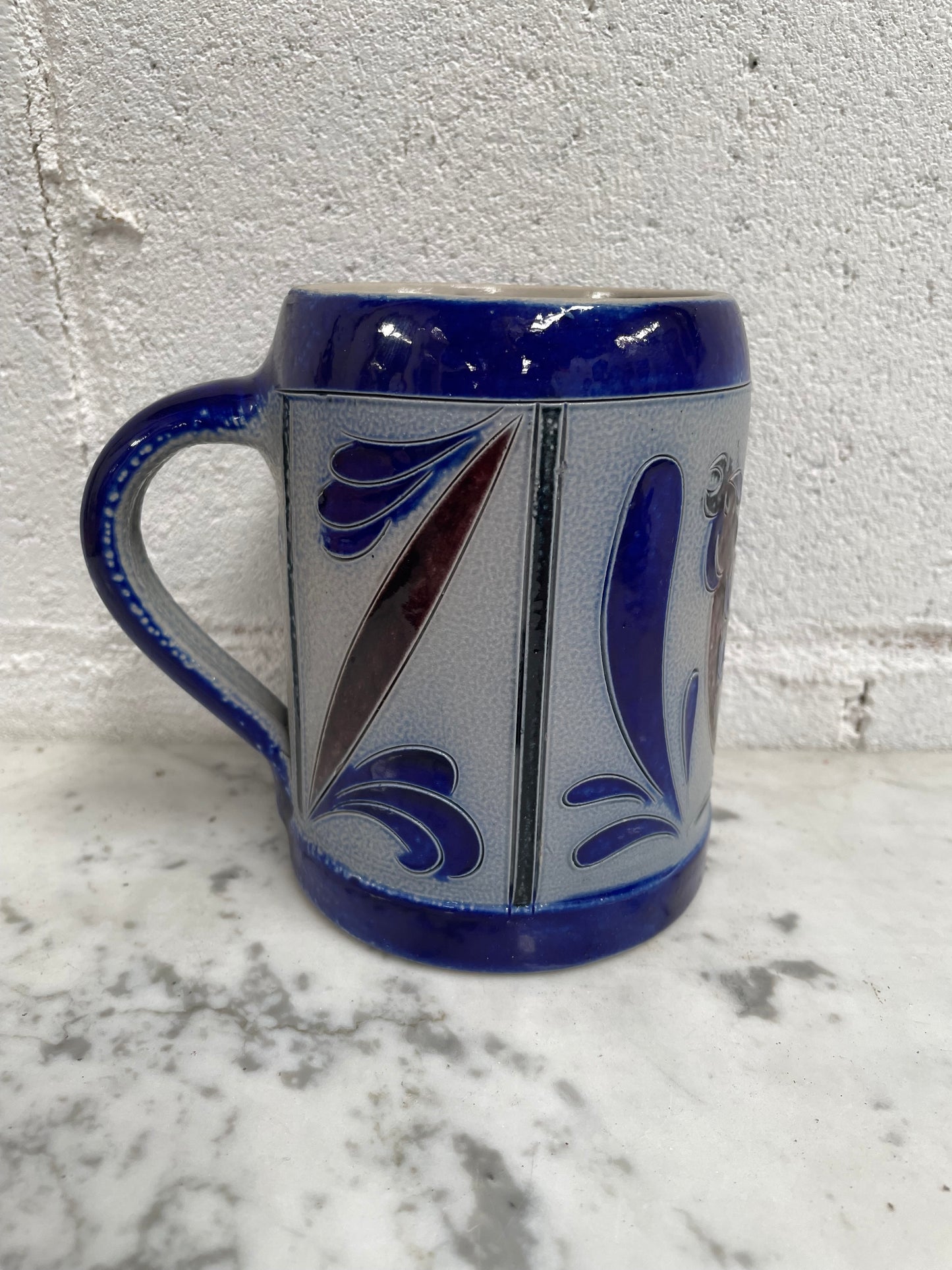 Vintage Mid Century Hand Painted Stoneware Mug
