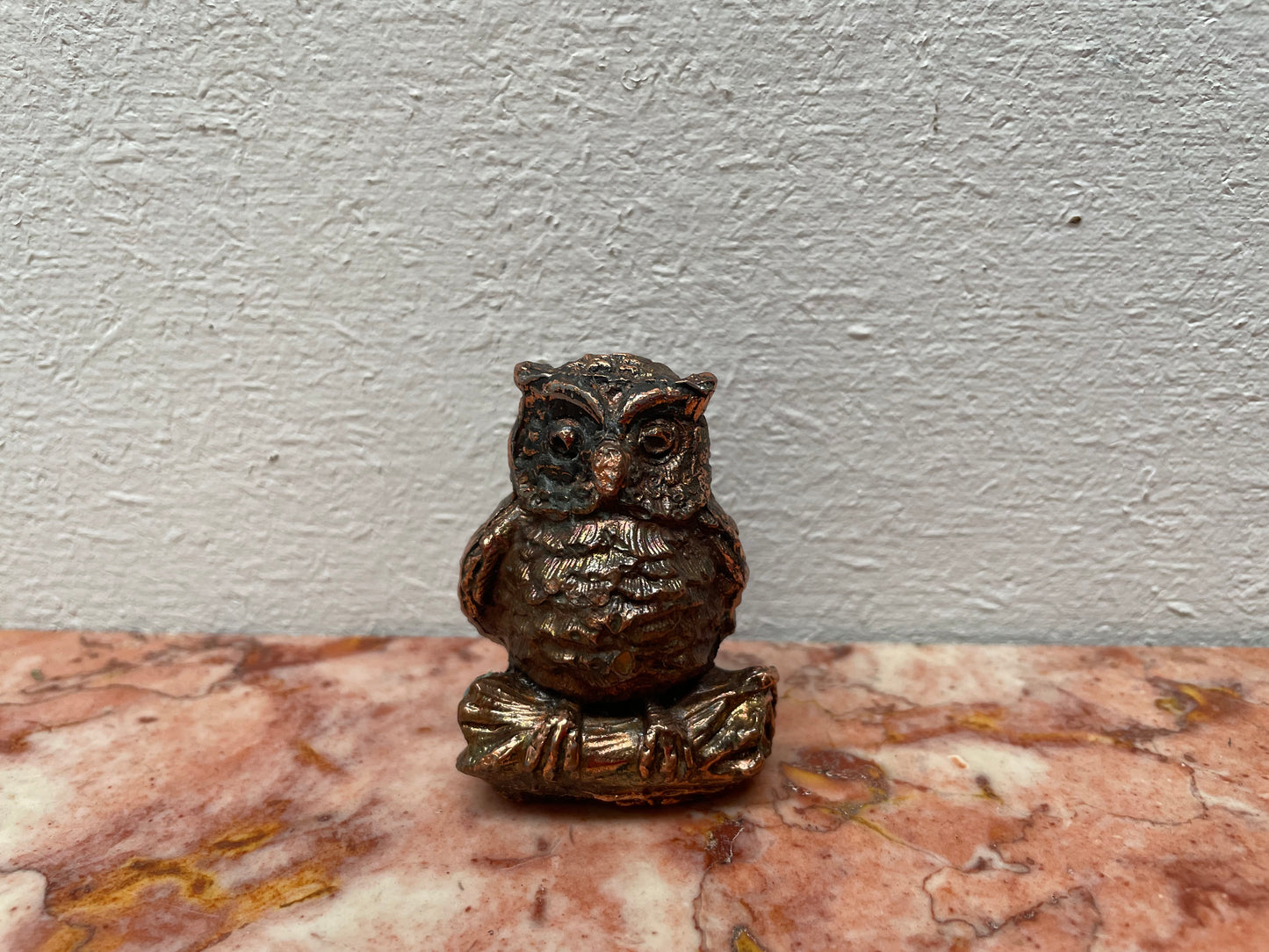 Very heavy Vintage cast copper and gilt owl sculpture, it is signed on the base and weights 323 grams. It is in good original condition.