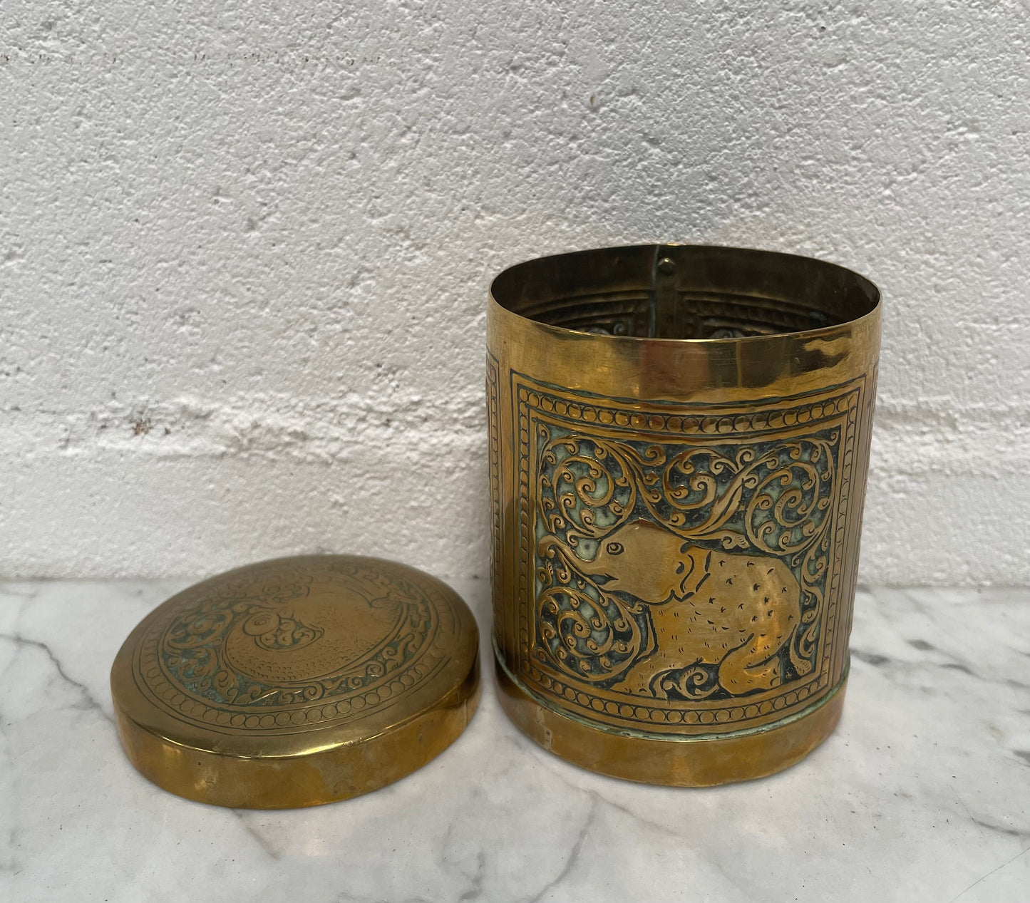 Vintage Lidded Indian Brass Container
