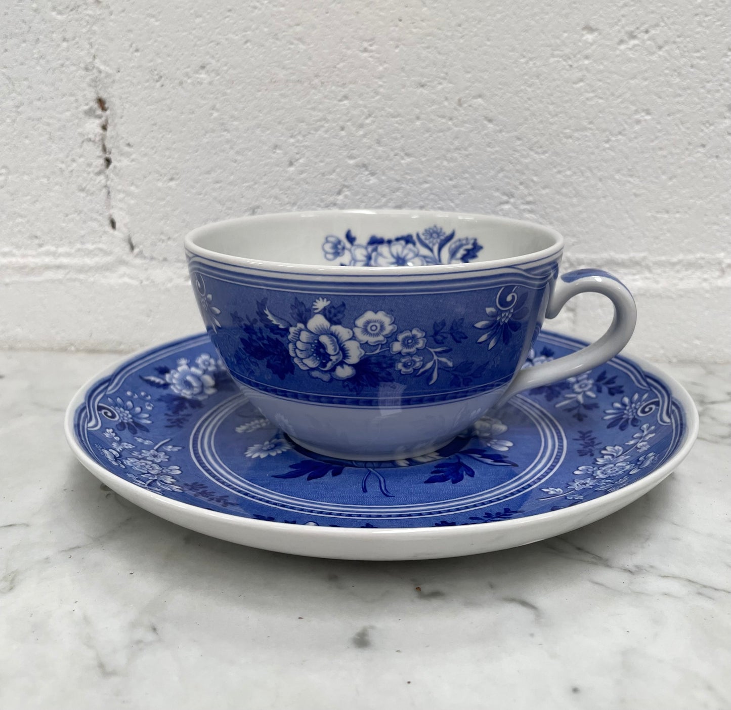 Spode Large Blue & White Cup and Saucer