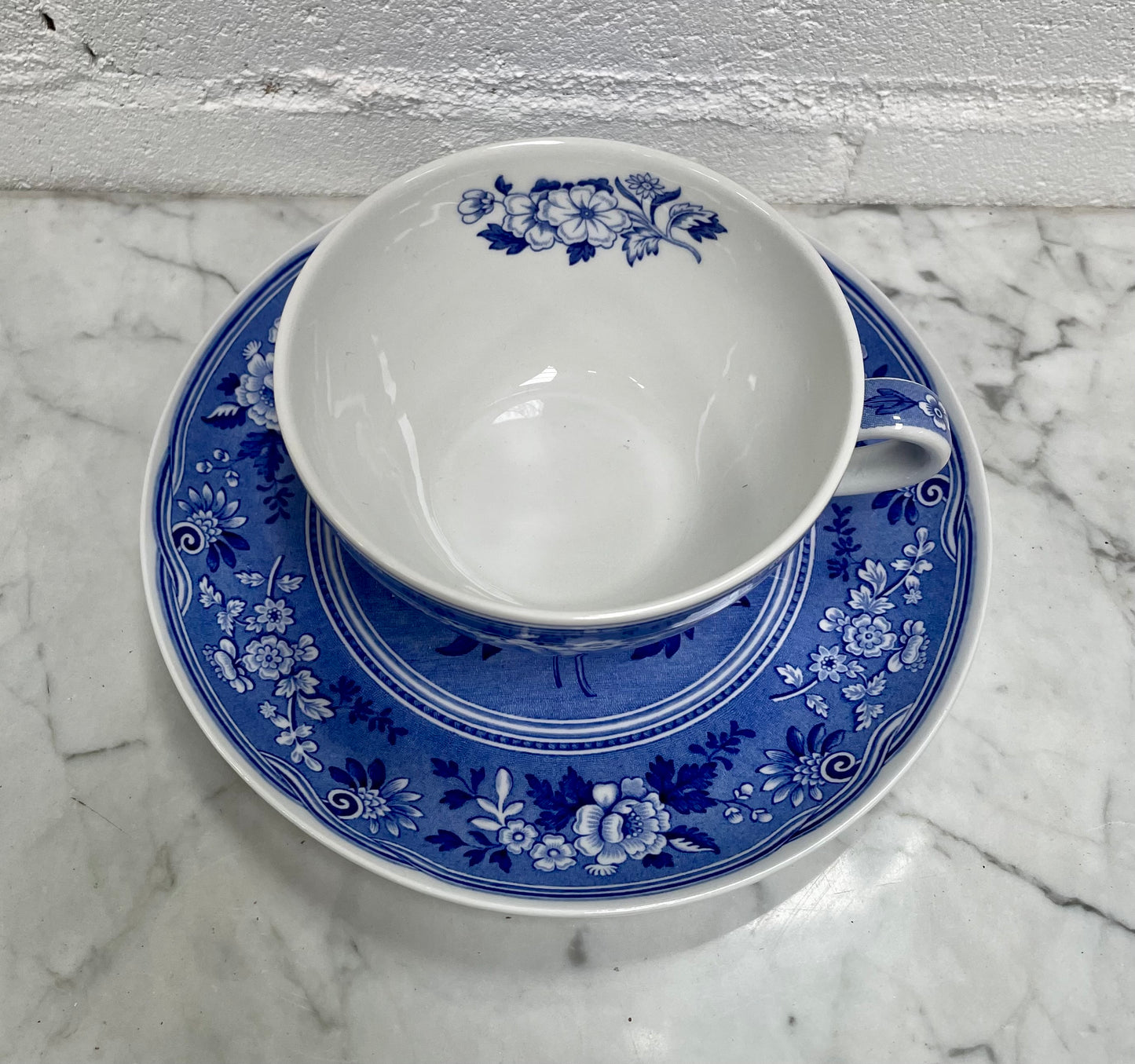 Spode Large Blue & White Cup and Saucer