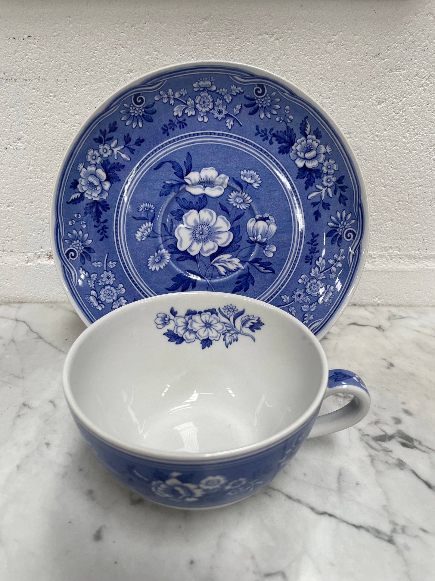 Spode Large Blue & White Cup and Saucer