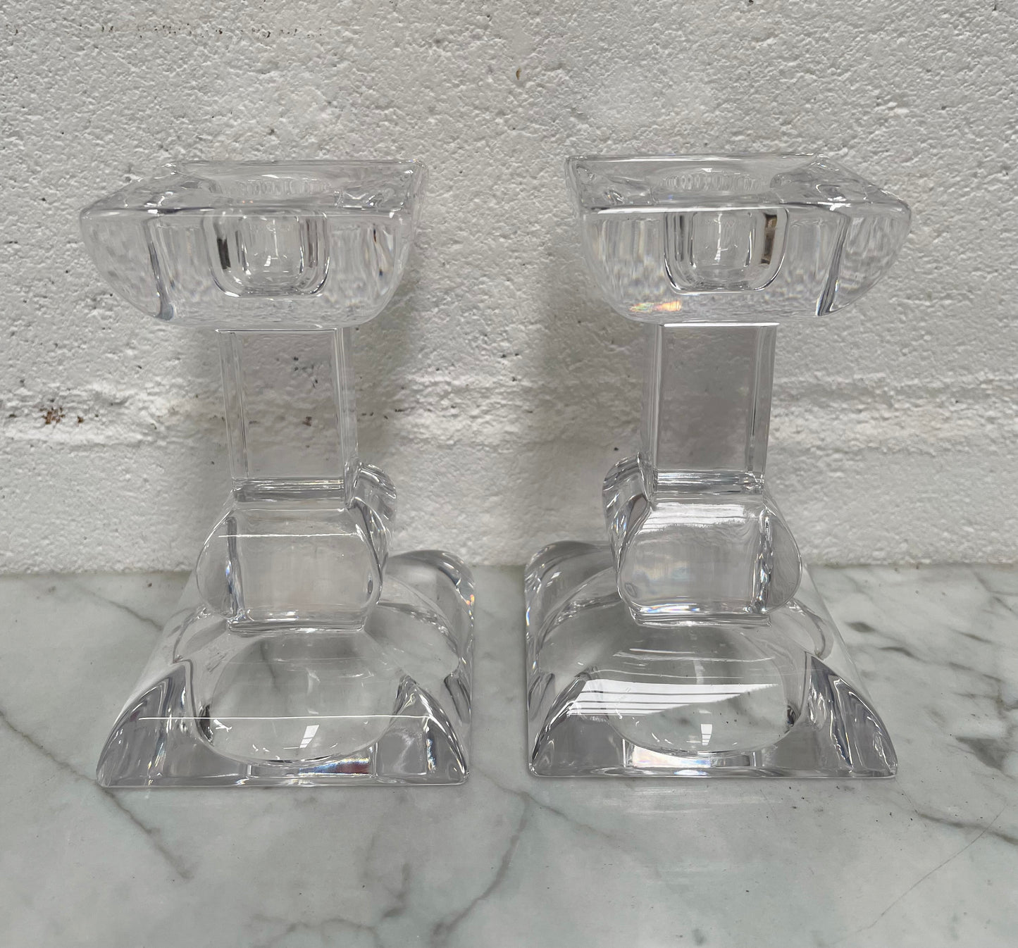 Vintage Pair of Villery & Boch "Siena" Boxed Crystal Candlesticks
