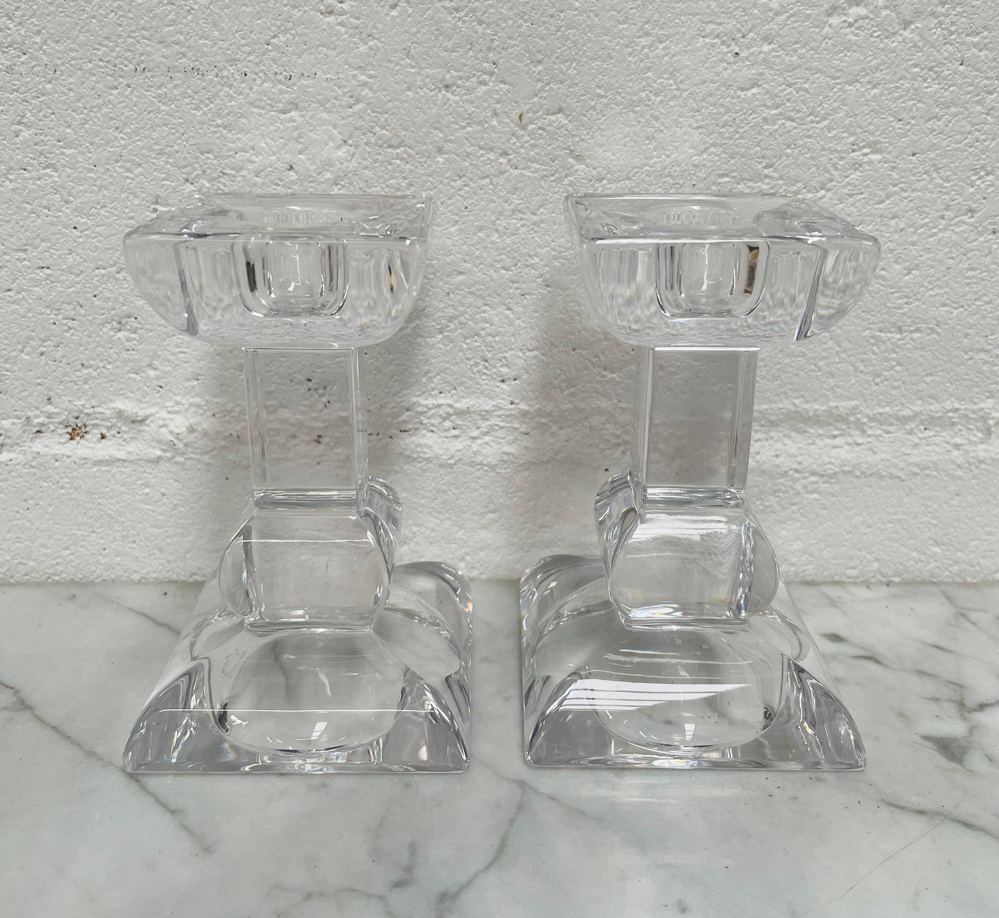 Vintage Pair of Villery & Boch "Siena" Boxed Crystal Candlesticks