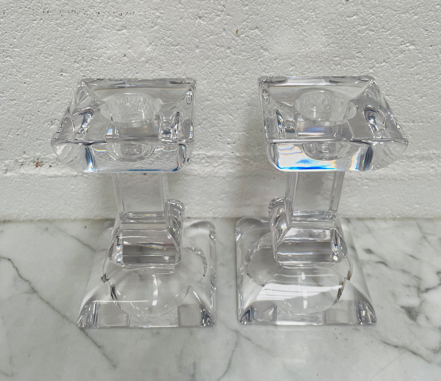 Vintage Pair of Villery & Boch "Siena" Boxed Crystal Candlesticks