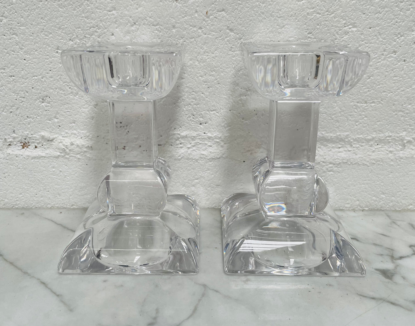 Vintage Pair of Villery & Boch "Siena" Boxed Crystal Candlesticks