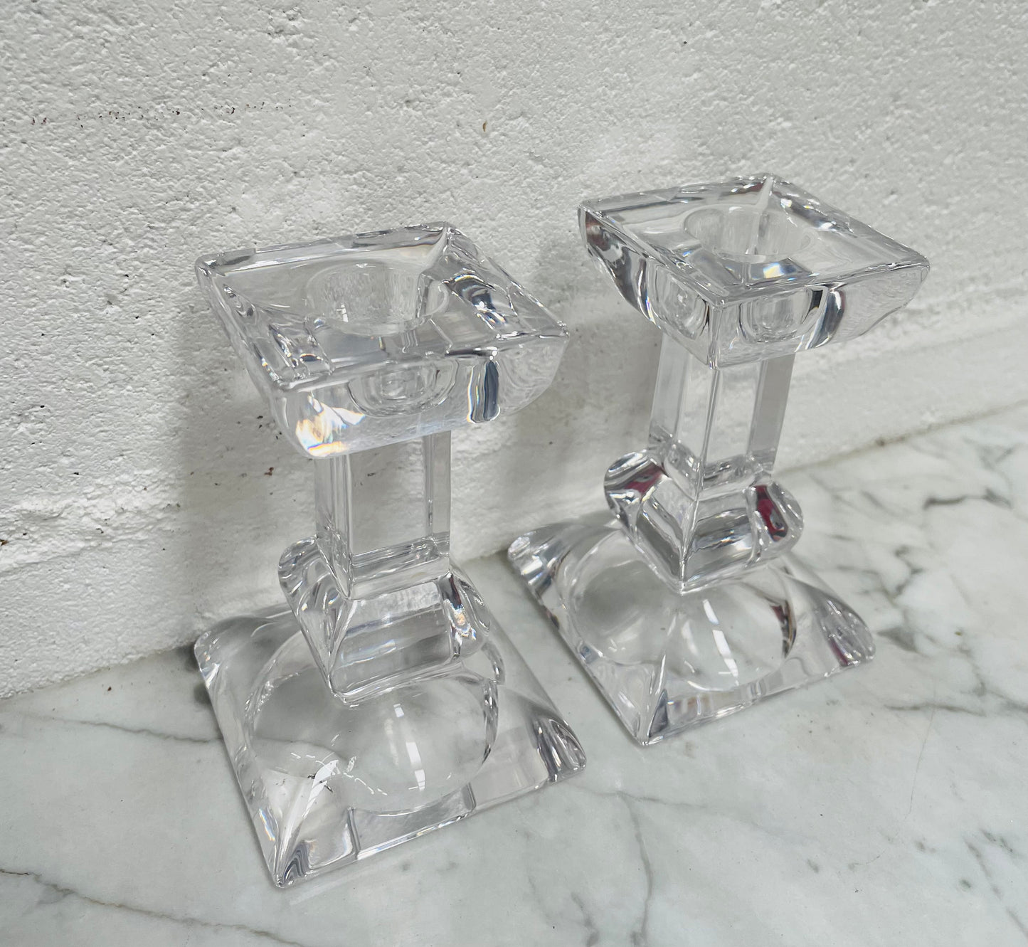Vintage Pair of Villery & Boch "Siena" Boxed Crystal Candlesticks