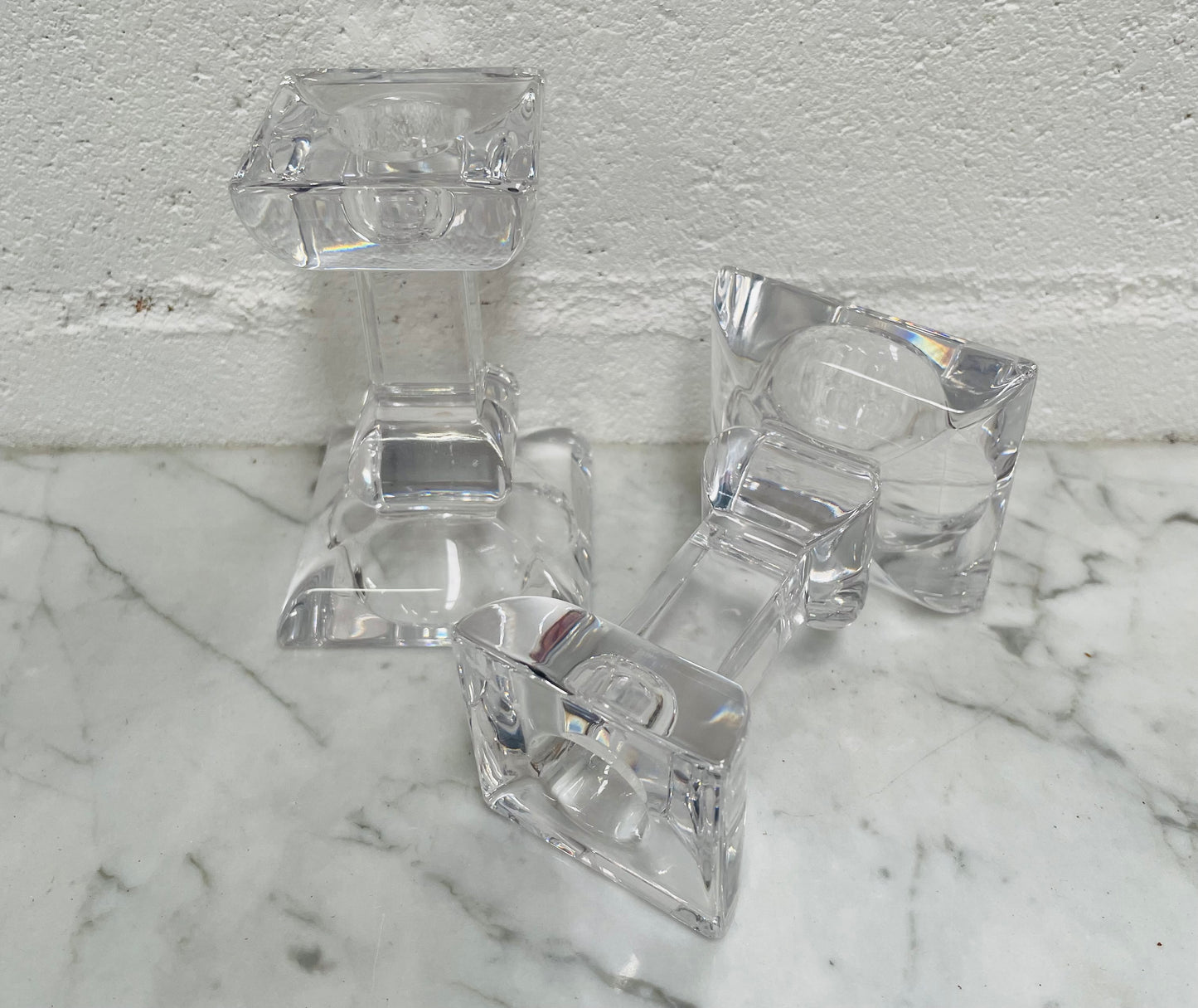 Vintage Pair of Villery & Boch "Siena" Boxed Crystal Candlesticks