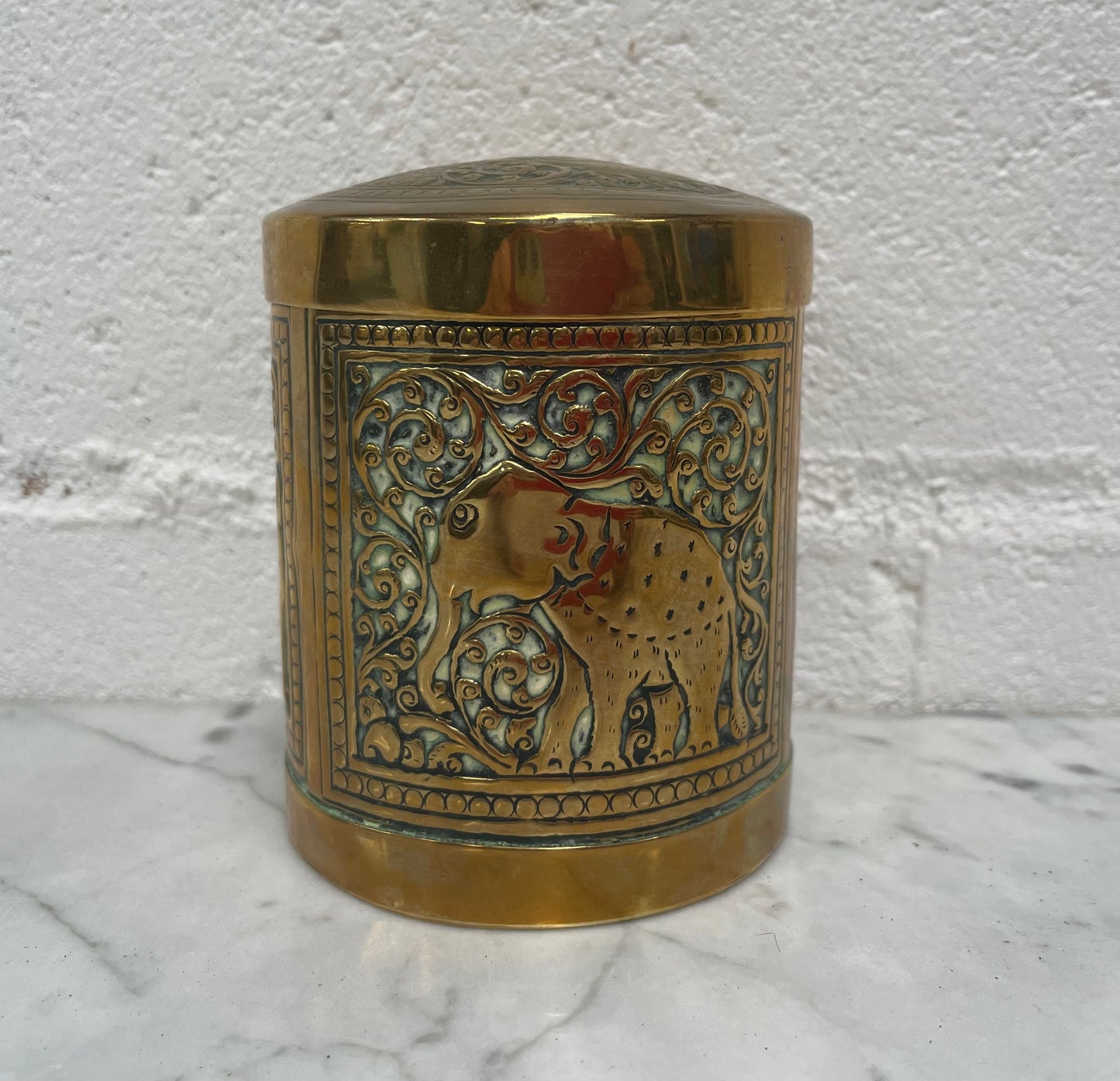 Vintage Lidded Indian Brass Container