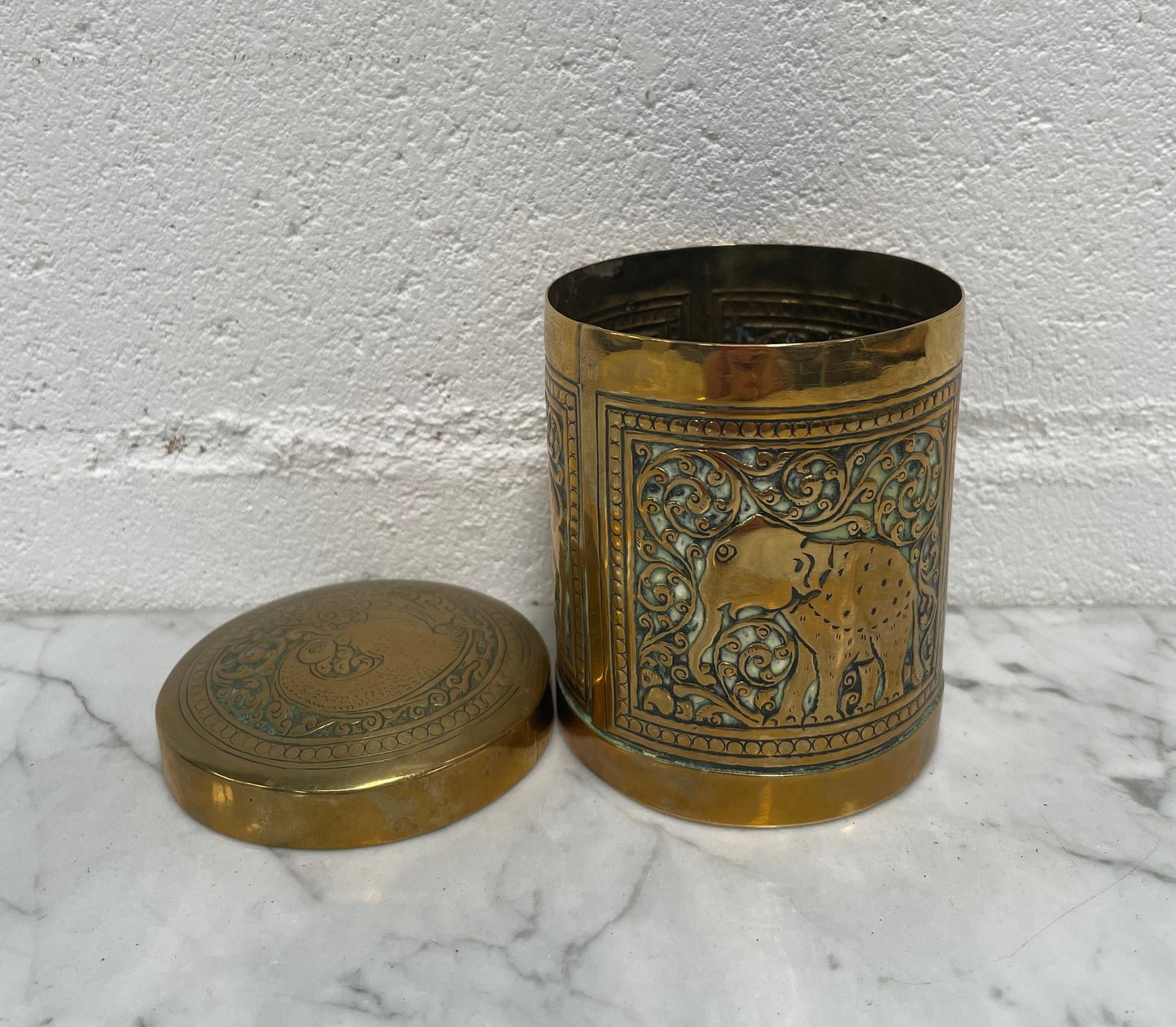 Vintage Lidded Indian Brass Container