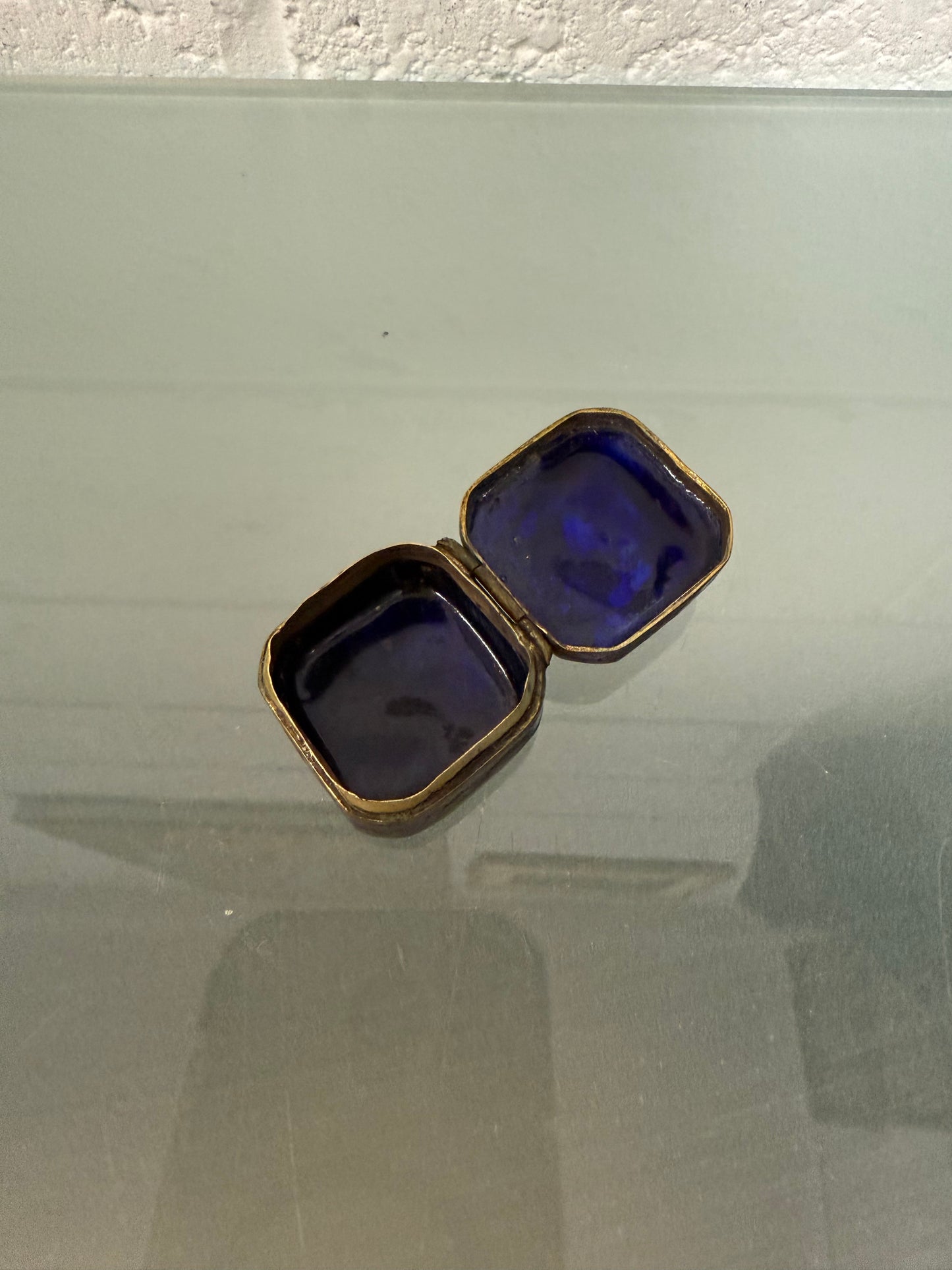 Antique Champleve Enamel Petit Point Trinket Box