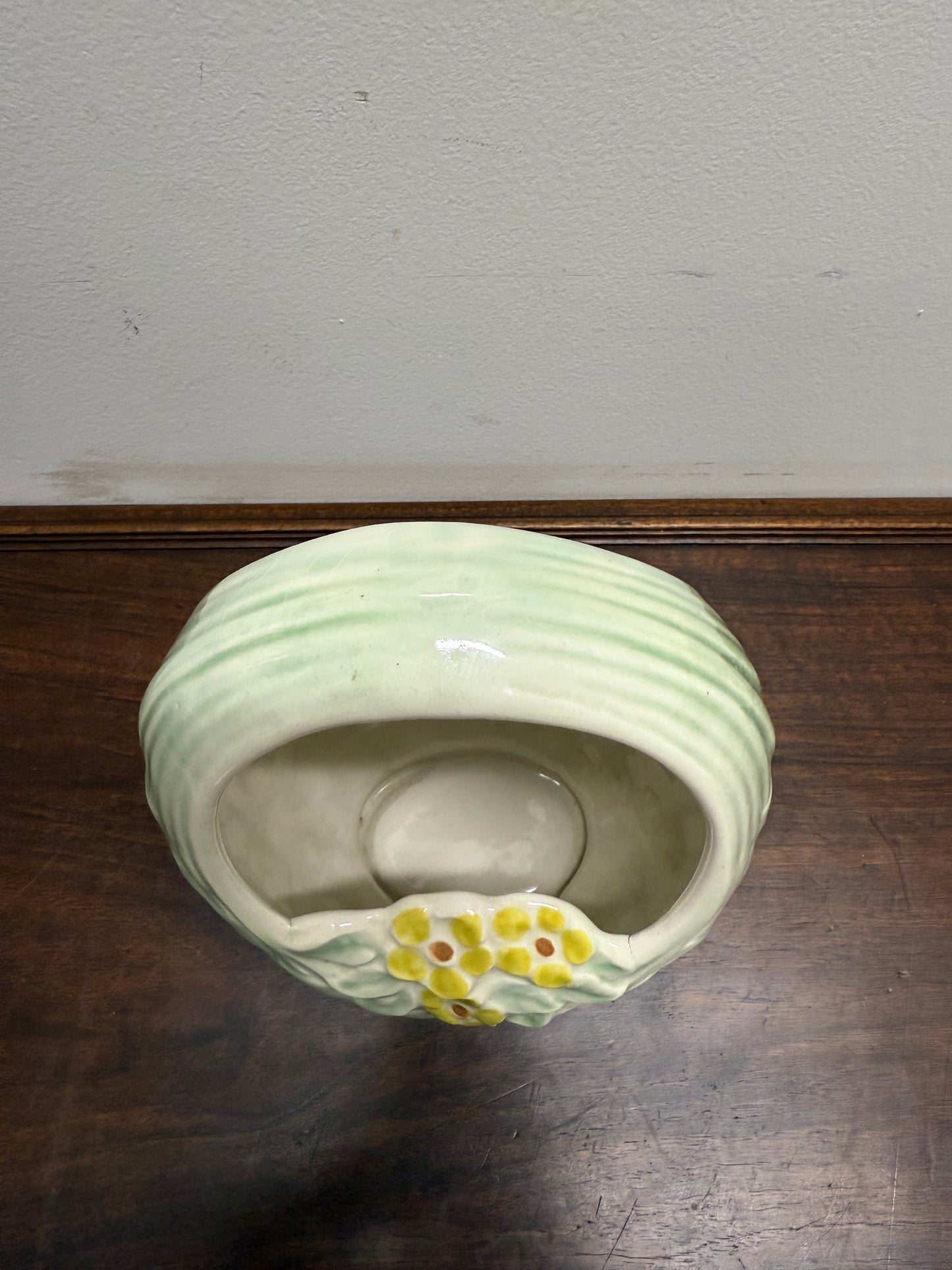 Vintage Huntley Hand Painted Basket Vase
