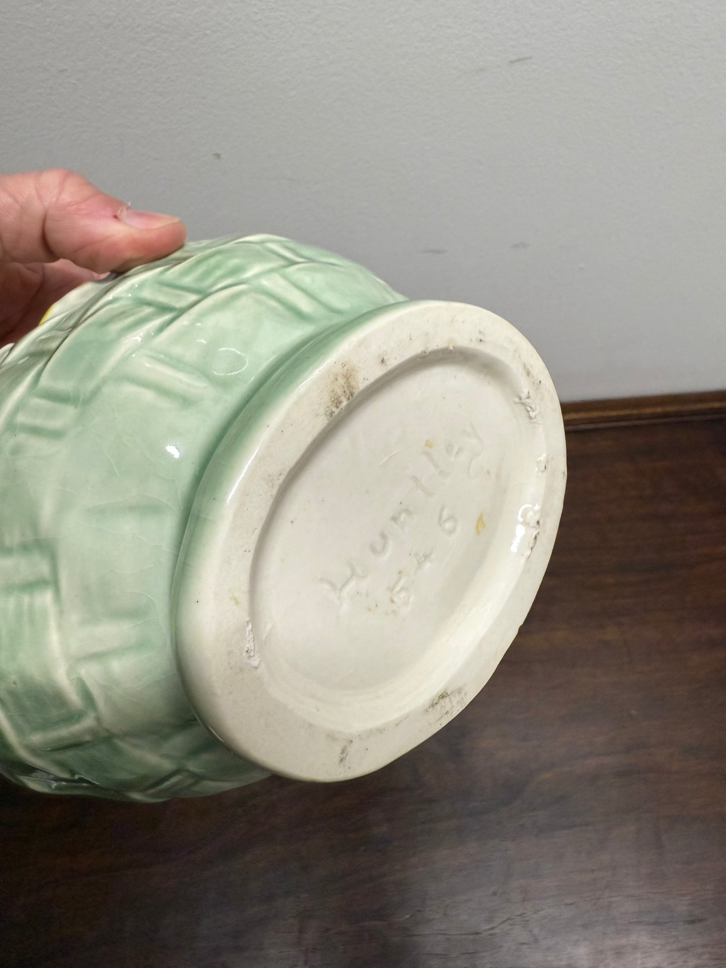 Vintage Huntley Hand Painted Basket Vase