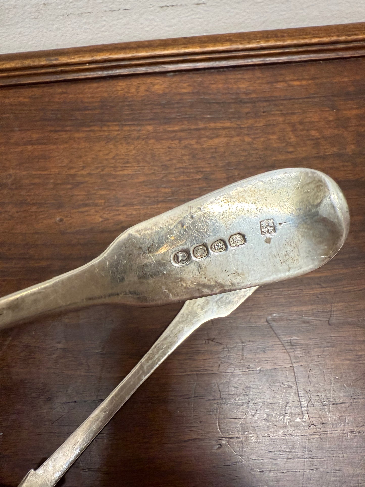 Matched Pair Georgian Sterling Silver Berry Spoons