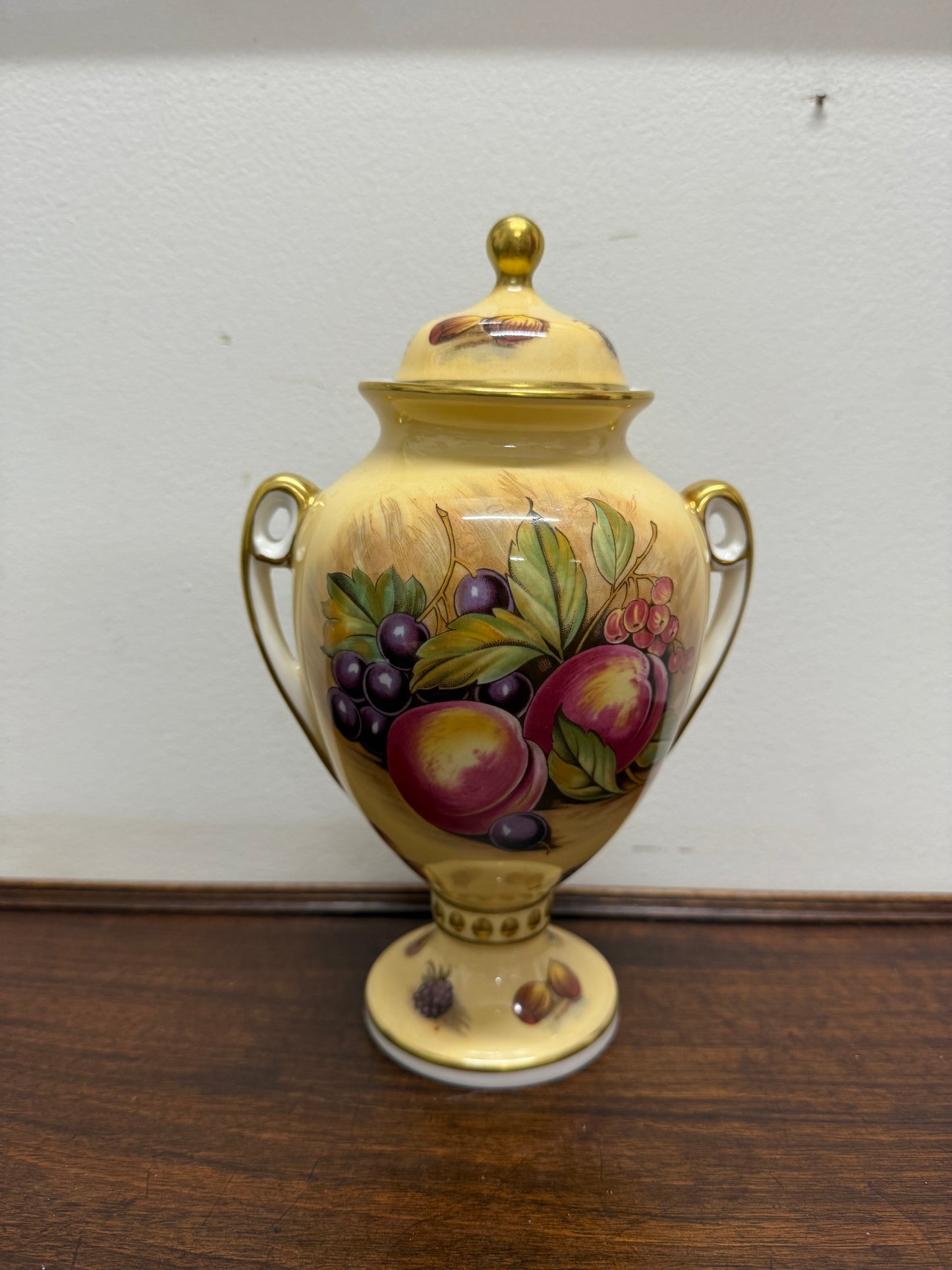 Aynsley Double Handled Lidded Orchard Gold Urn