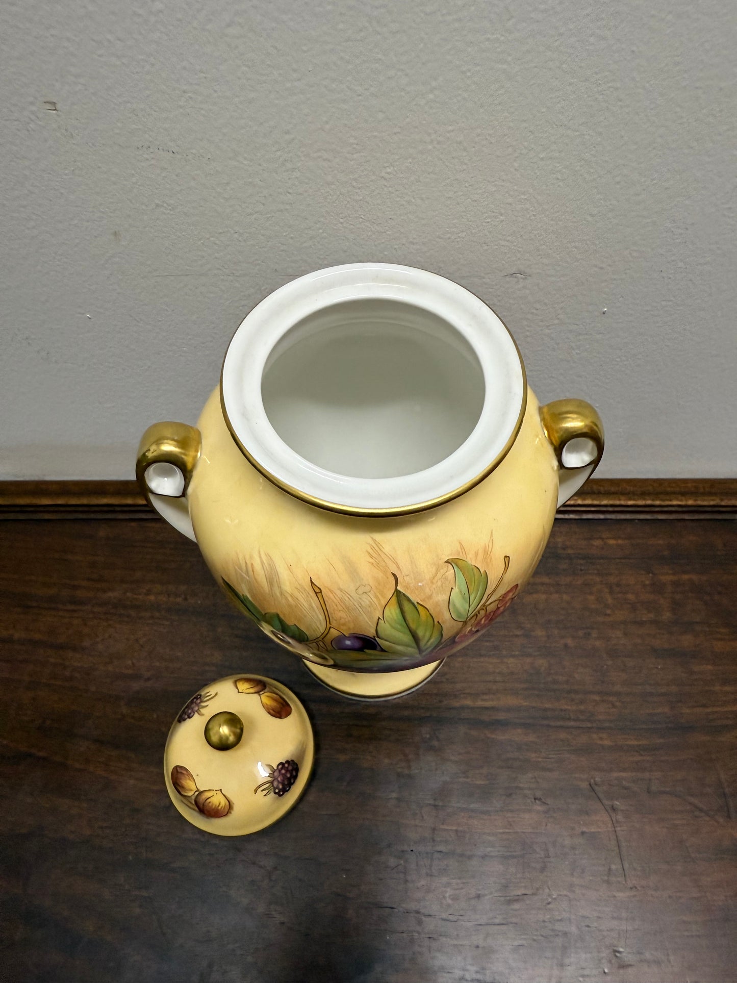 Aynsley Double Handled Lidded Orchard Gold Urn