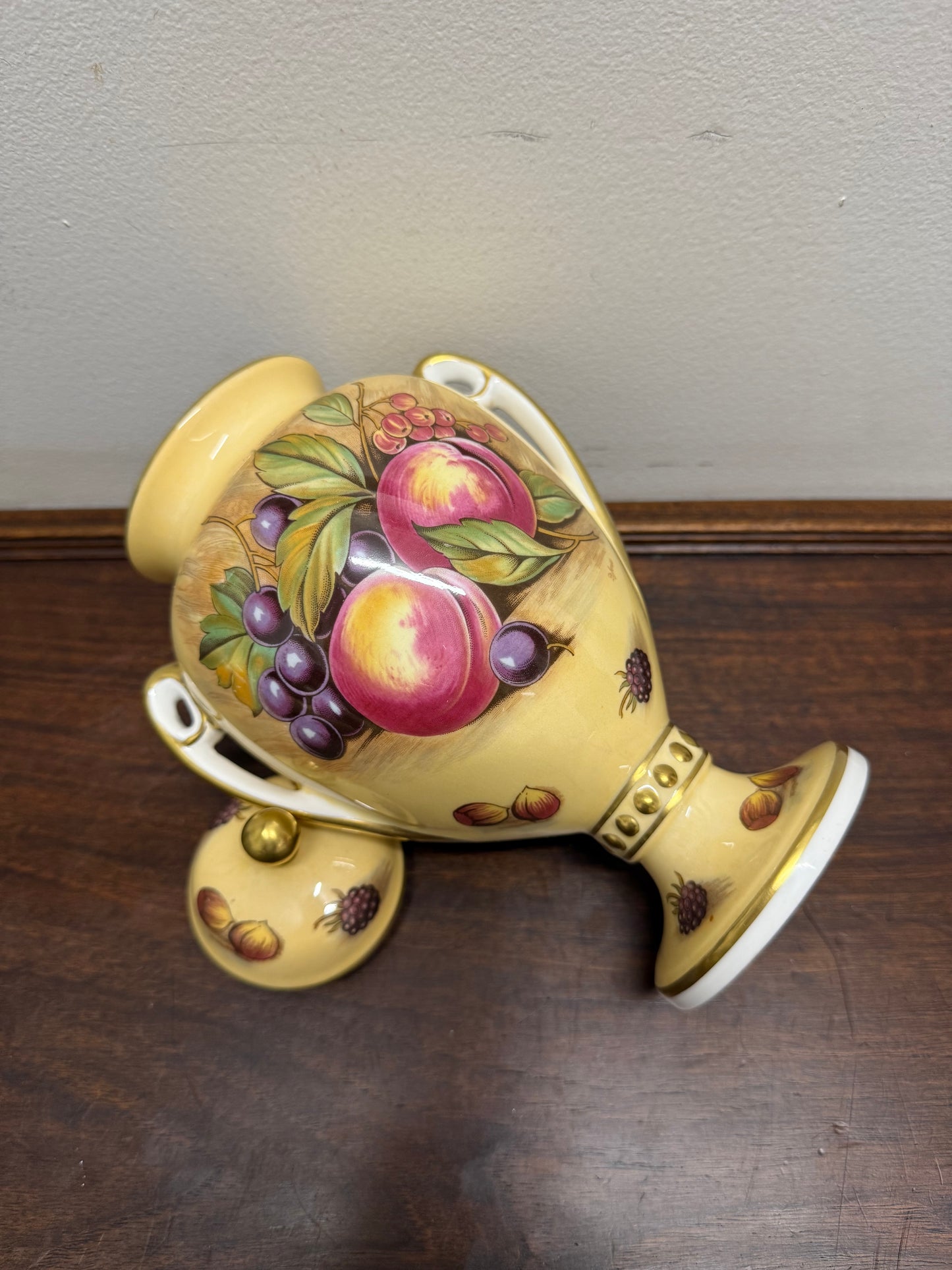 Aynsley Double Handled Lidded Orchard Gold Urn