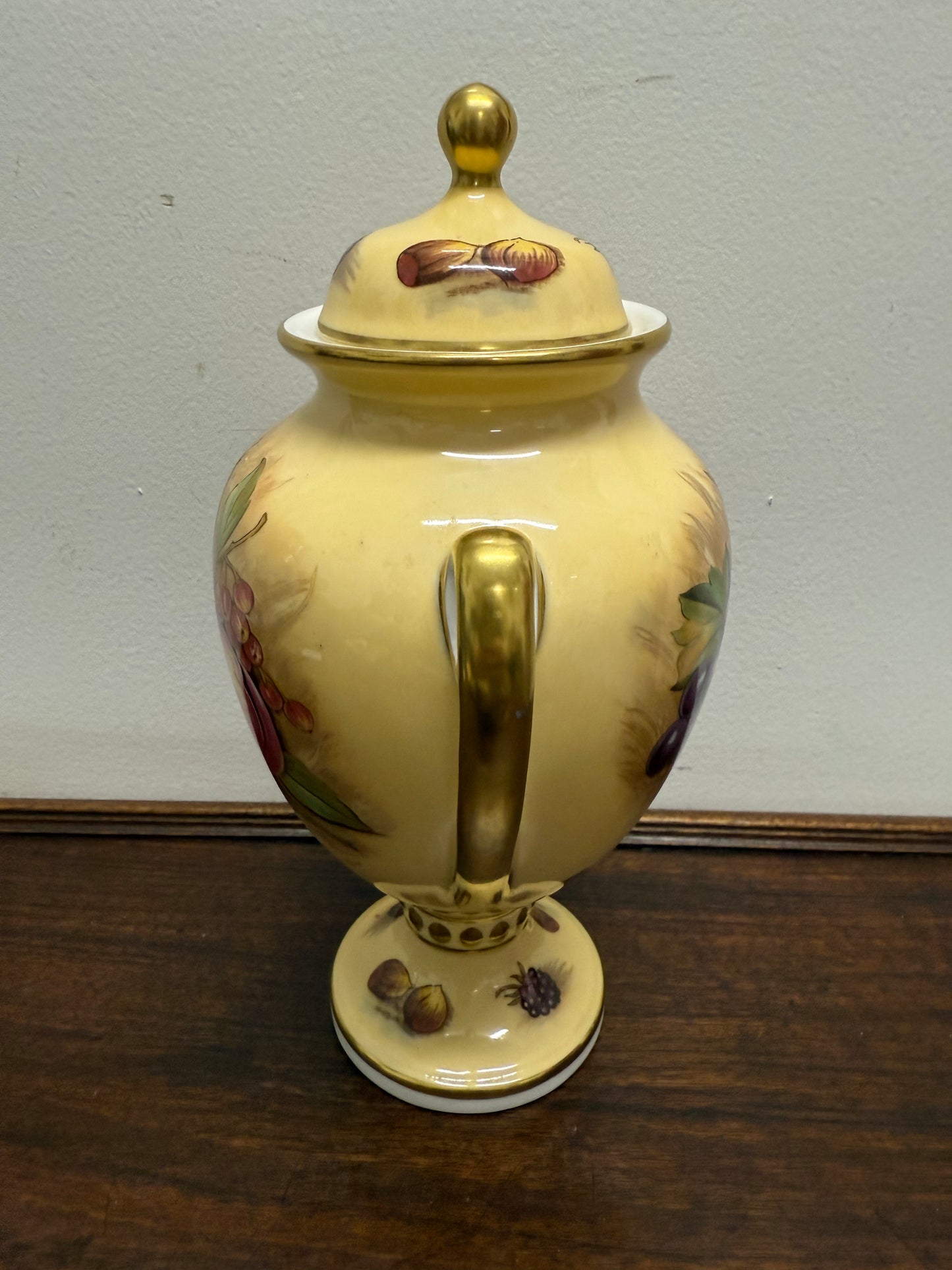 Aynsley Double Handled Lidded Orchard Gold Urn