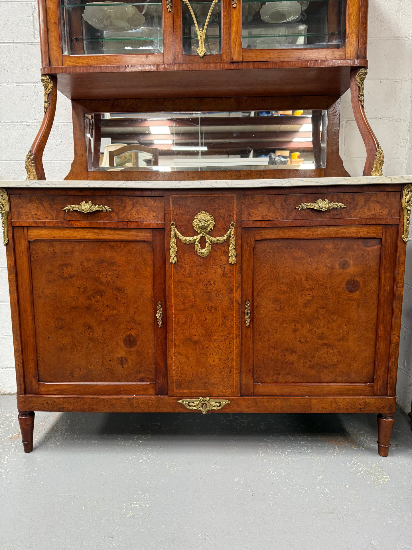 Stunning Belle Epoque French Marble Top Buffet/ Sideboard