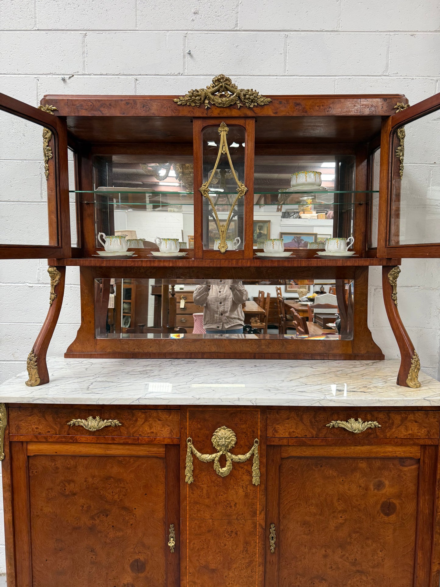 Stunning Belle Epoque French Marble Top Buffet/ Sideboard