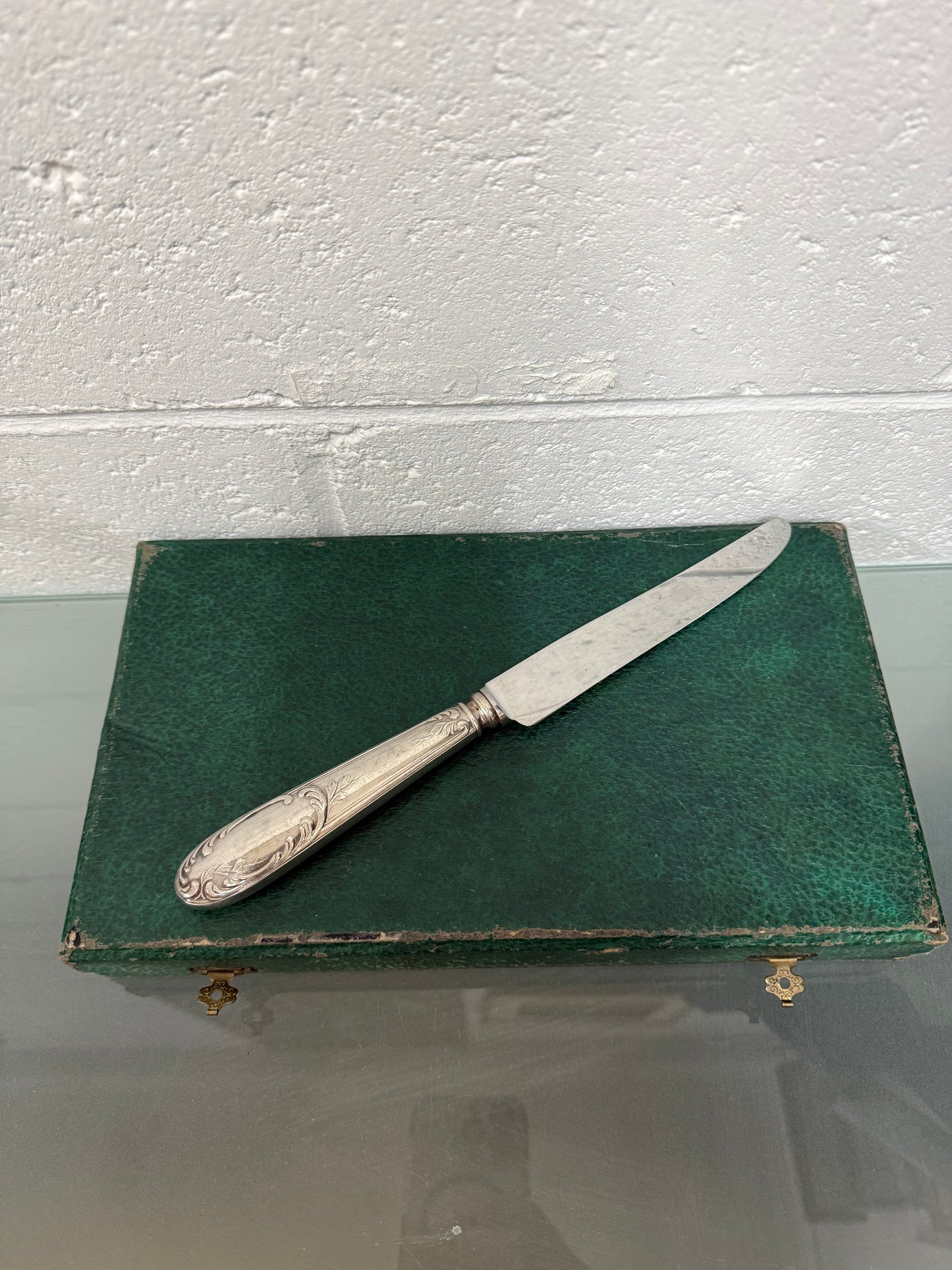 Pairs Made Vintage Set of 12 French Silver Plated Knifes in Original Box