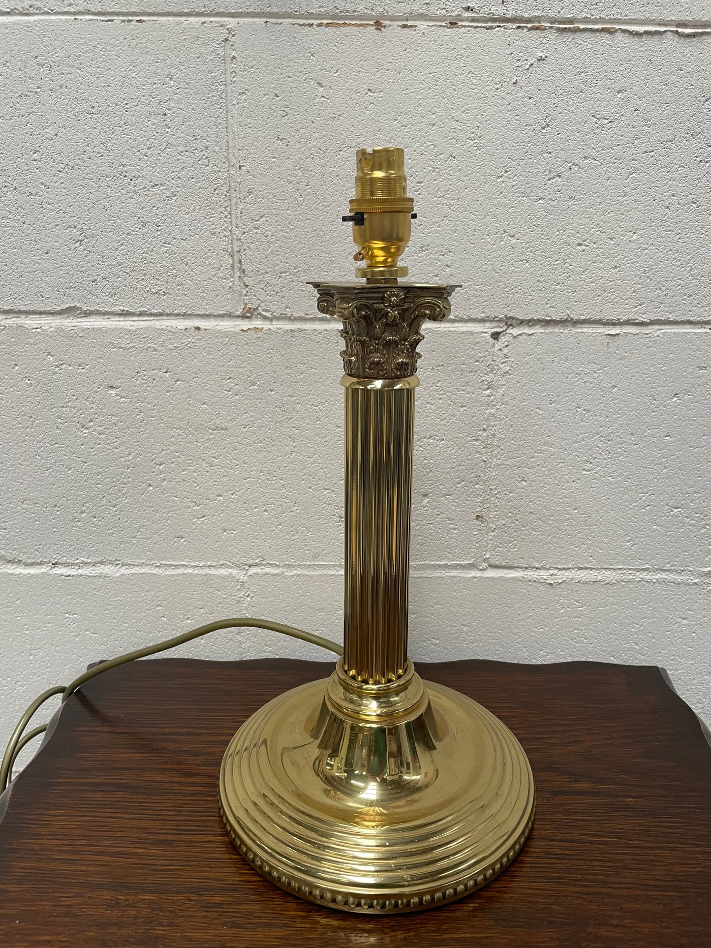 Vintage Brass Corinthian Column Electrified Table Lamp