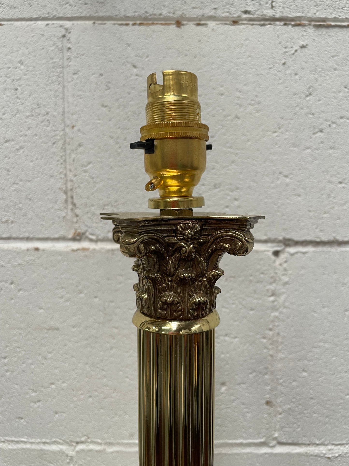 Vintage Brass Corinthian Column Electrified Table Lamp