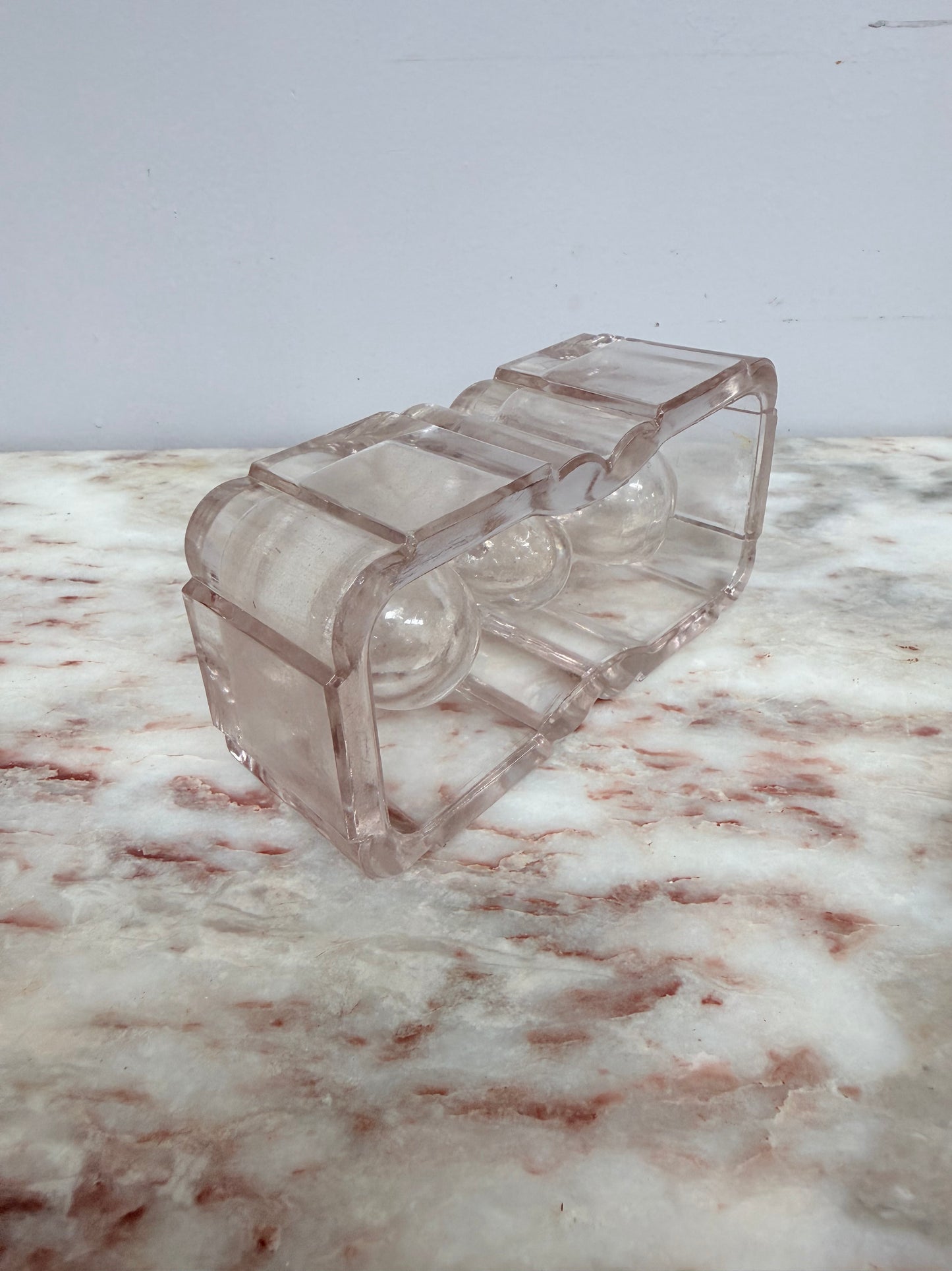 Vintage Glass Double Inkwell & Nib Holder